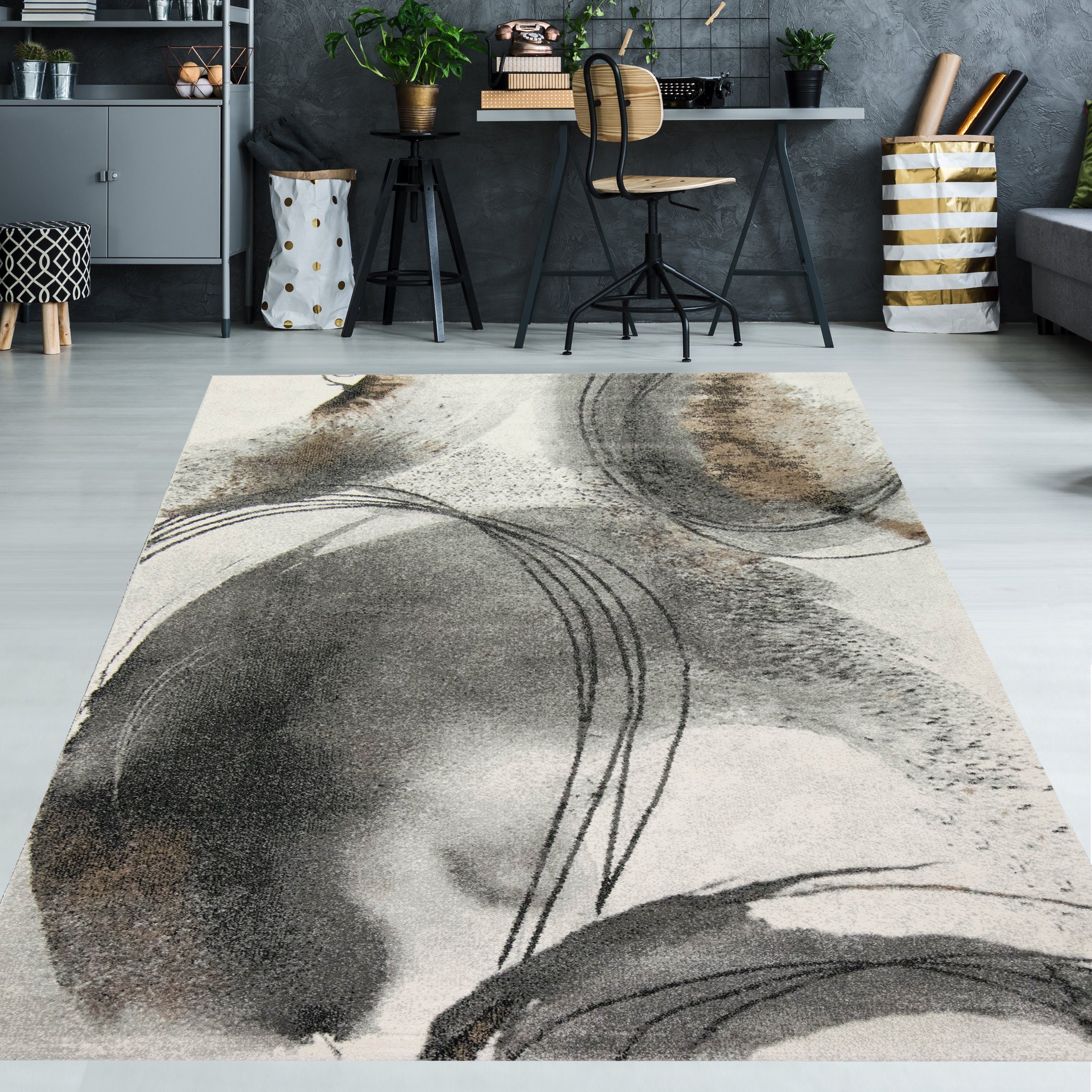 TeppichHome24 Teppich Abstrakter Designerteppiche in verschiedenen Farben, rechteckig, Höhe: 13 mm, abstrakt, modern, Kurzflor, Wohnzimmer, Esszimmer, pflegeleicht