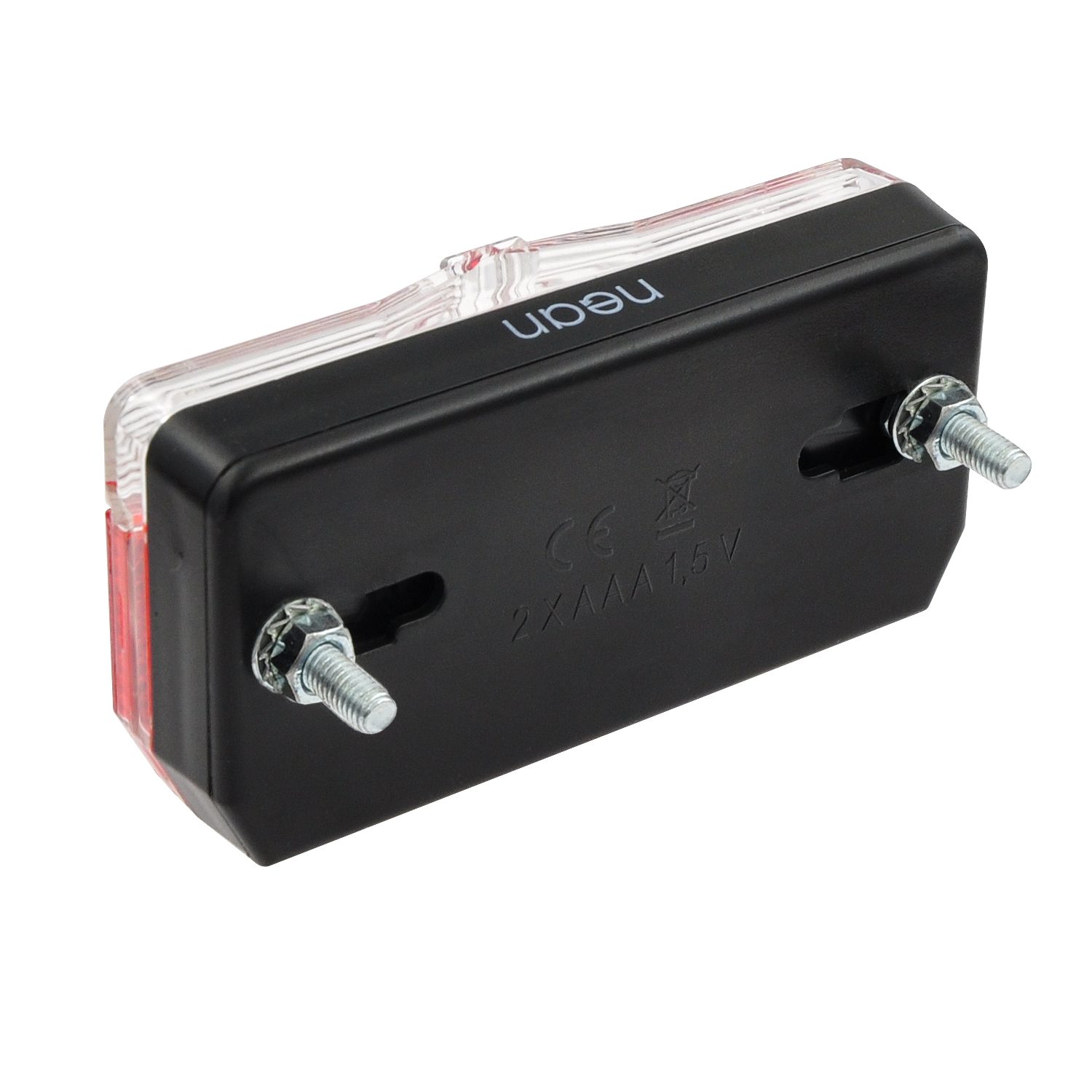 nean Fahrrad-Rücklicht Batterie, intergr. Reflektor, mit StVZO-Zulasssung, inkl. Batterien, 5 Candela