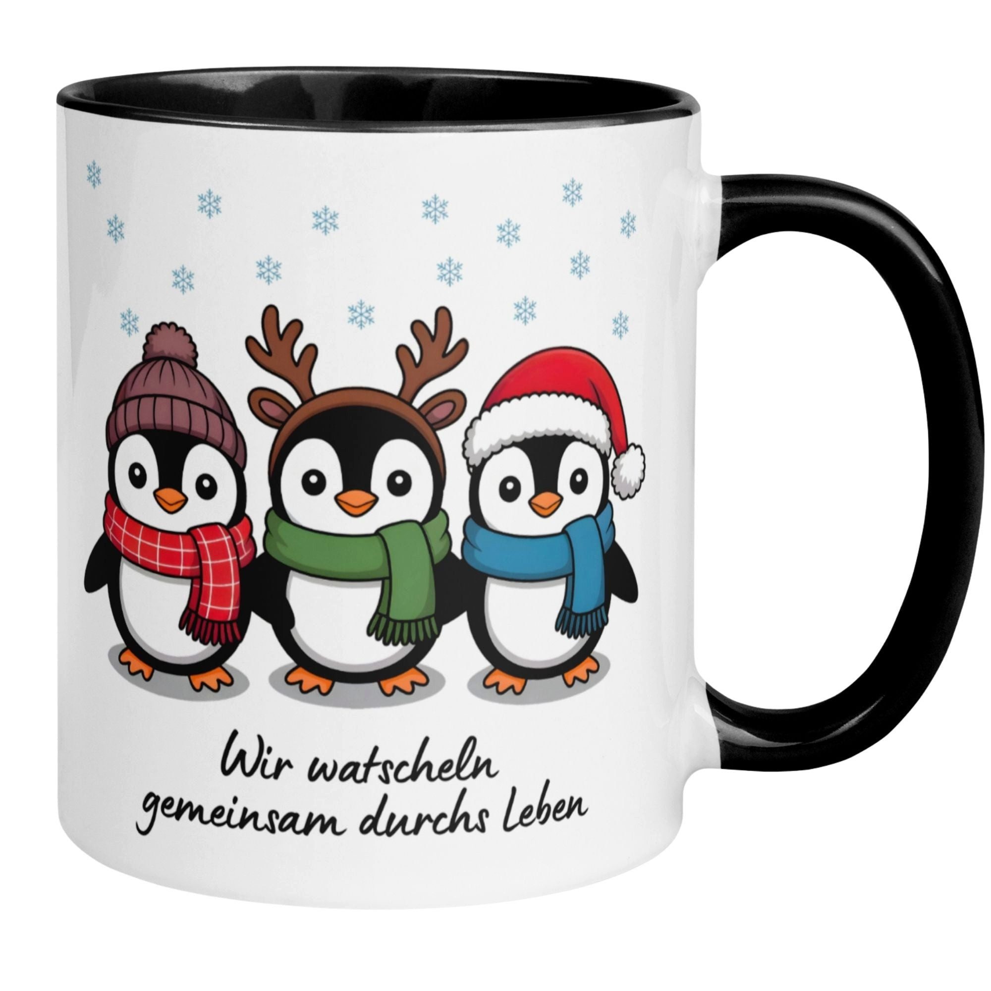 Momentals Tasse Pinguin – Wir watscheln gemeinsam durchs Leben – lustiges Geschenk, Gratis Versand · Links-&Rechtshänder · Spülmaschinenfest