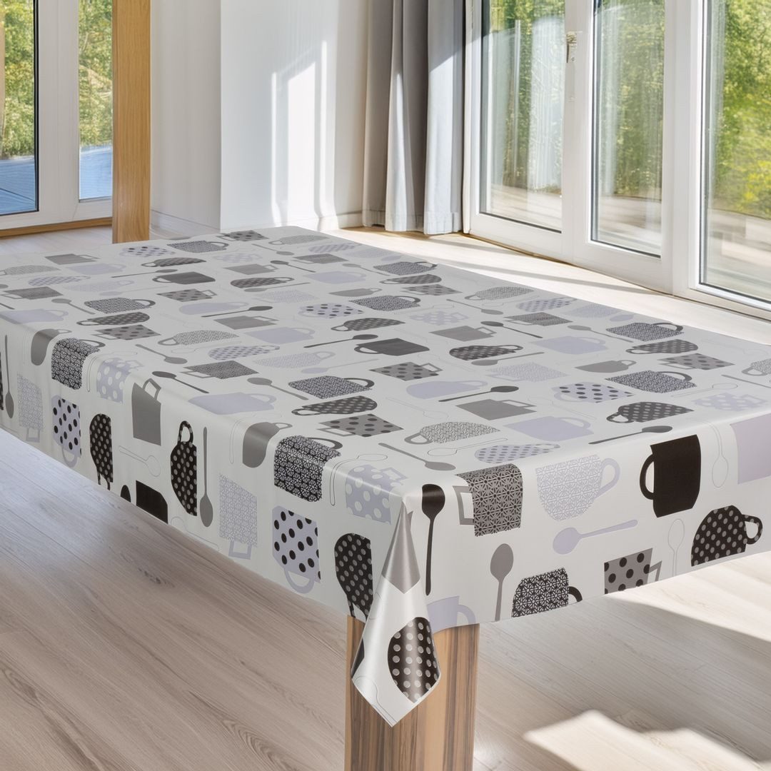 laro Tischdecke Wachstuch-Tischdecke Gartentischdecke Kaffeepause Weiß günstig online kaufen