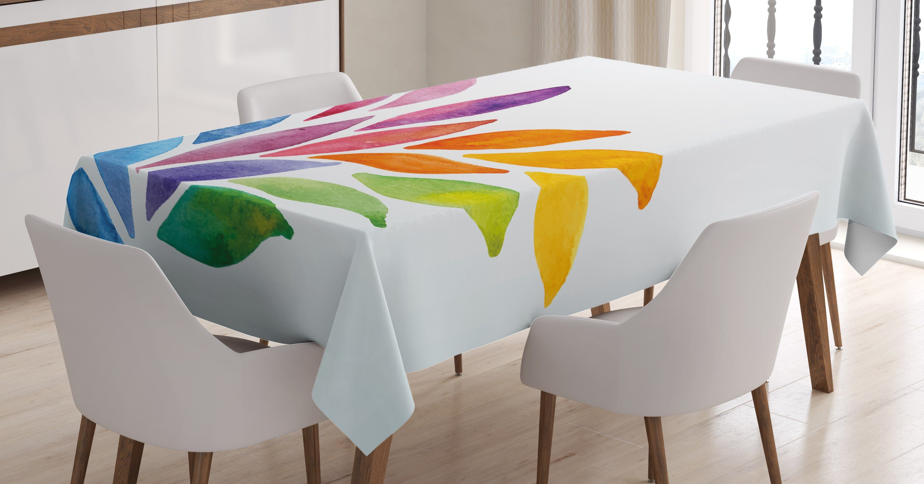 Abakuhaus Tischdecke Farbfest Waschbar Für den Außen Bereich geeignet Klare Farben, Blumen Regenbogen farbige Blumen