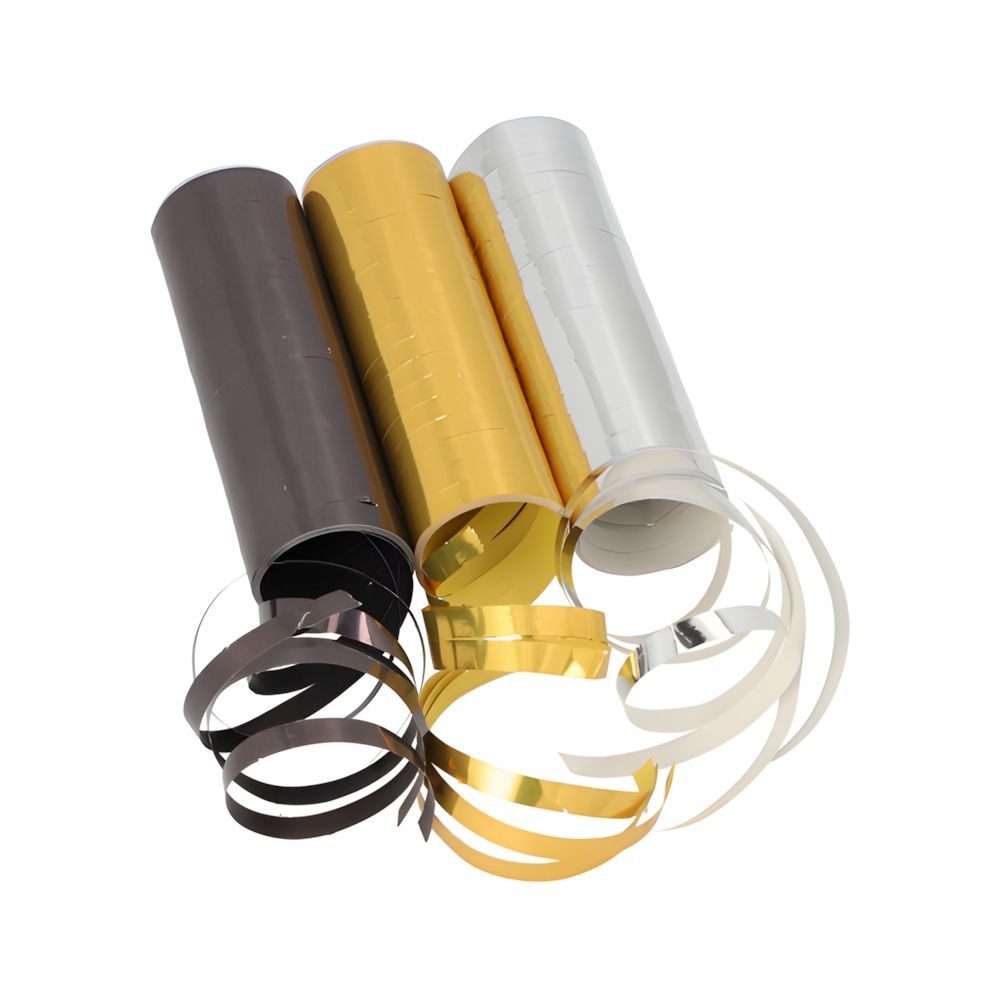 PAPSTAR Luftschlange Luftschlangen 4 m schwarz/gold/silber Metallic 3 Stk