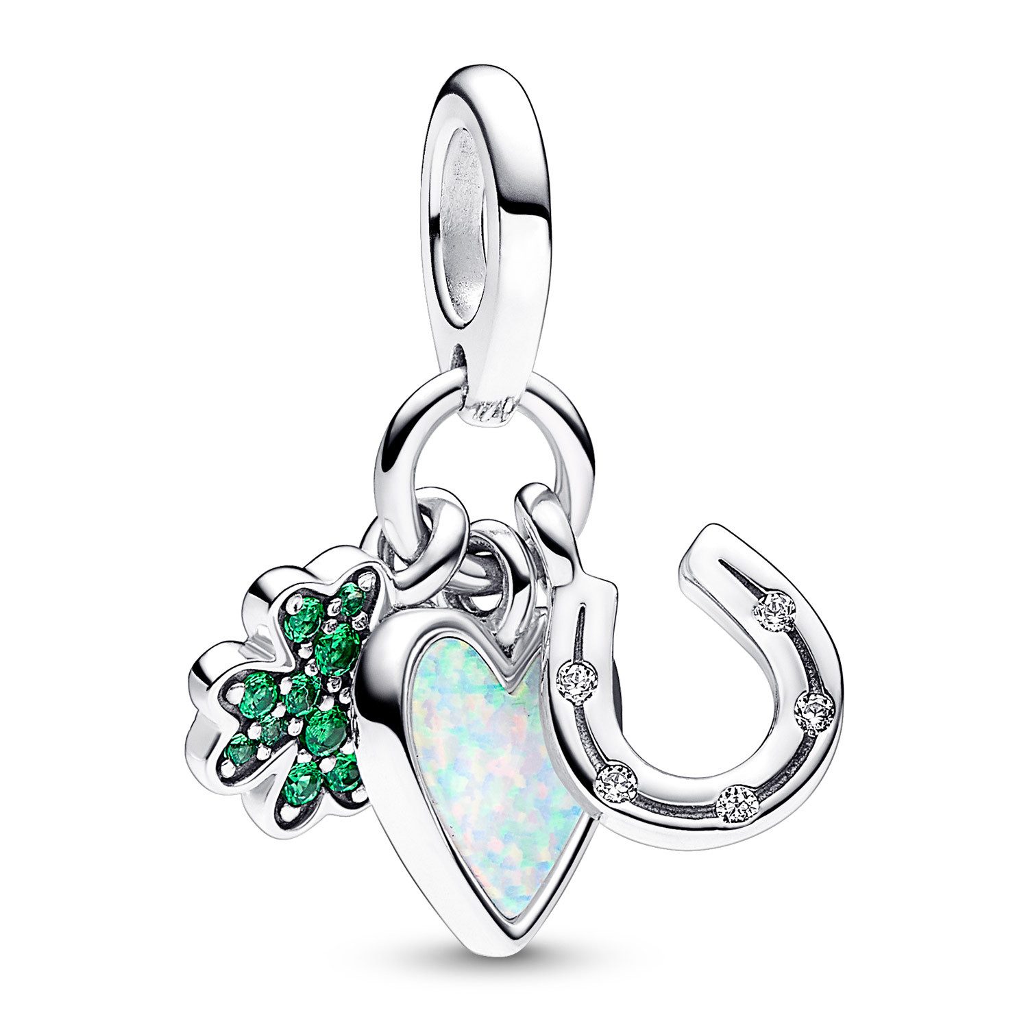 Pandora Charm Kristall Charm-Vierblättriges Kleeblatt, und Hufeisen