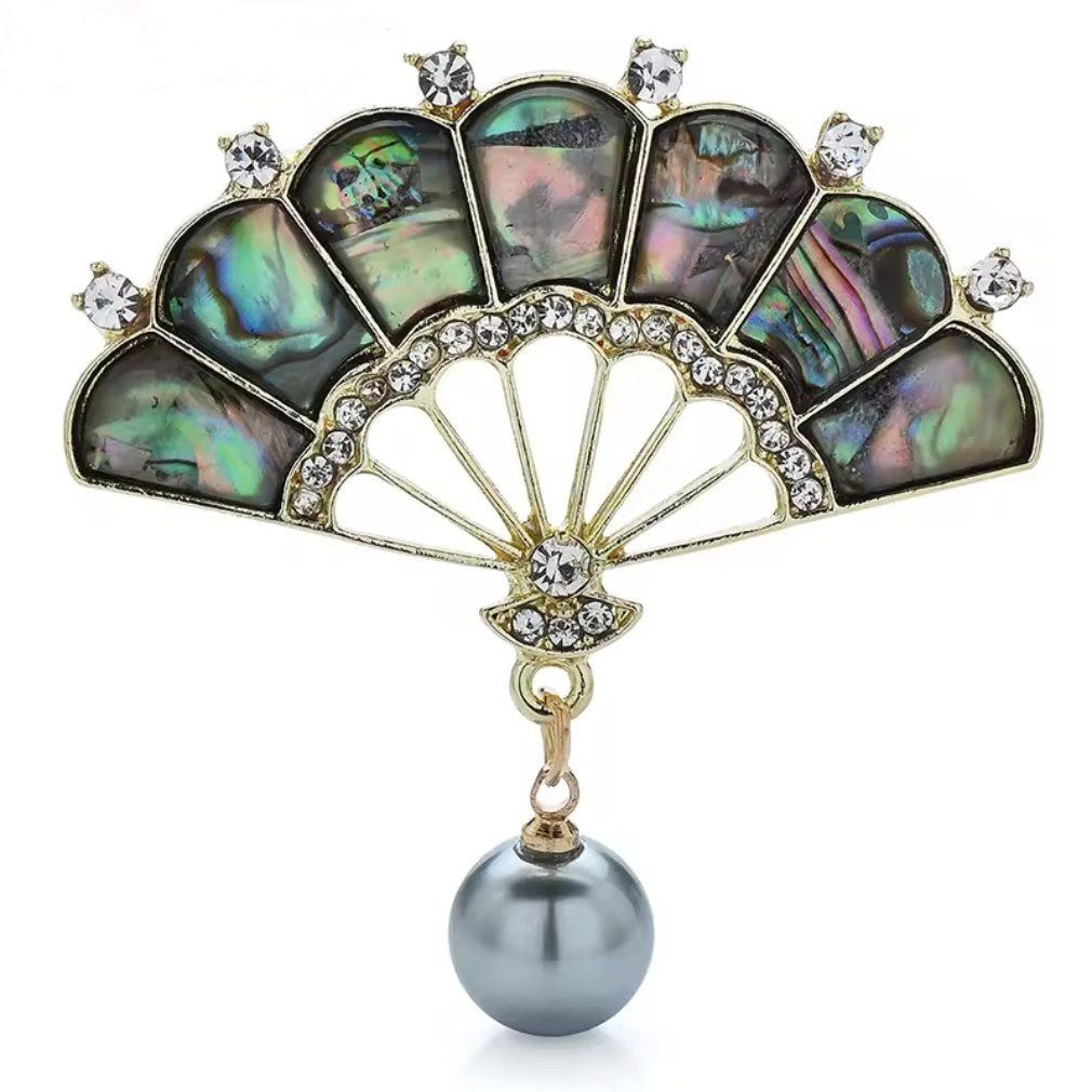 Dark-Desires Brosche Nostalgische Brosche Fächer in Regenbogenfarben barock, Damen Brosche vintage Accesssoire retro Anstecknadel