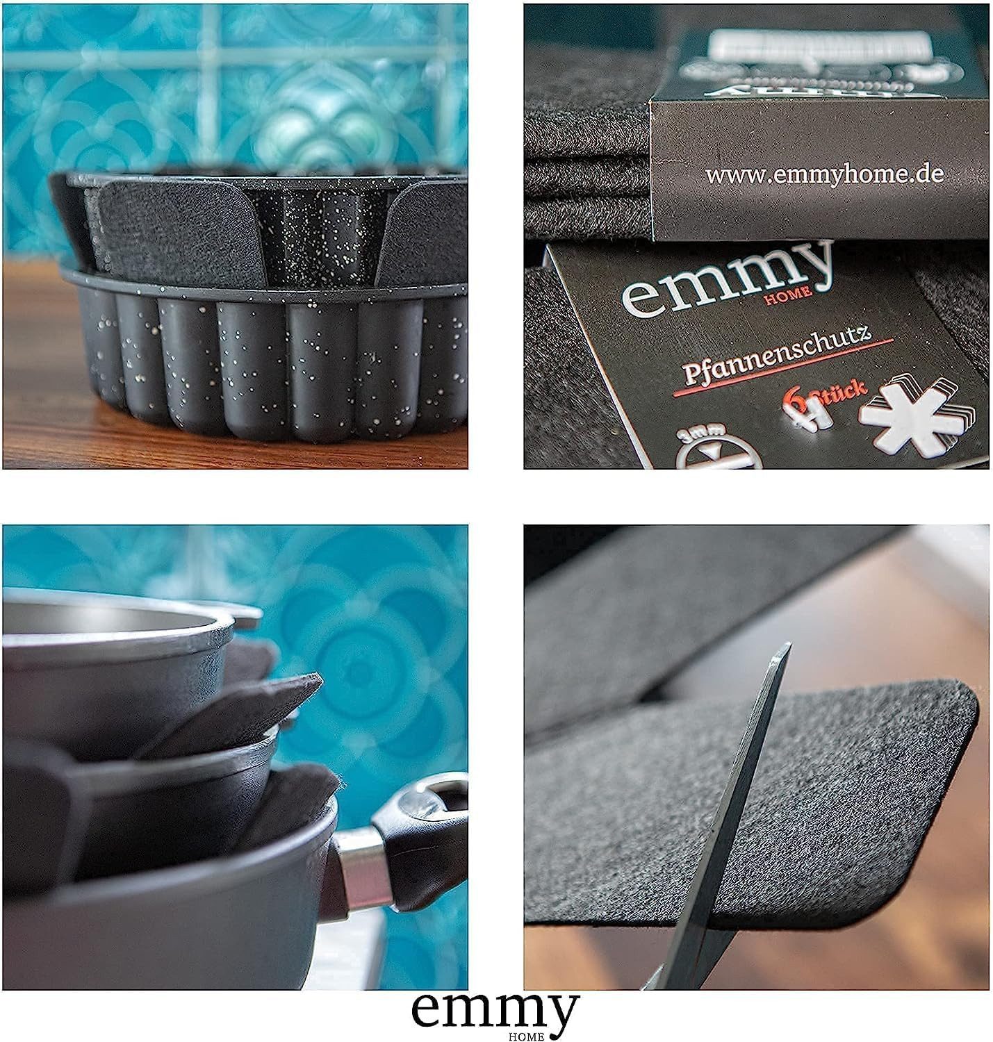 Emmy Home Pfannenschoner Pfannenschoner aus Filz Pfannenschutz Topfschoner Pfannen, Zubehör für alle Töpfe und Pfannen, 5-tlg., Zubehör für alle Töpfe und Pfannen