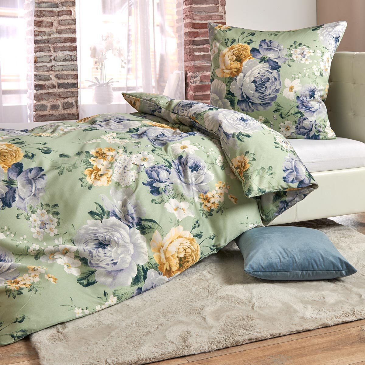 TRAUMSCHLAF Bettwäsche Rosi grün, Mako Satin, 2 teilig, besonders angenehm günstig online kaufen