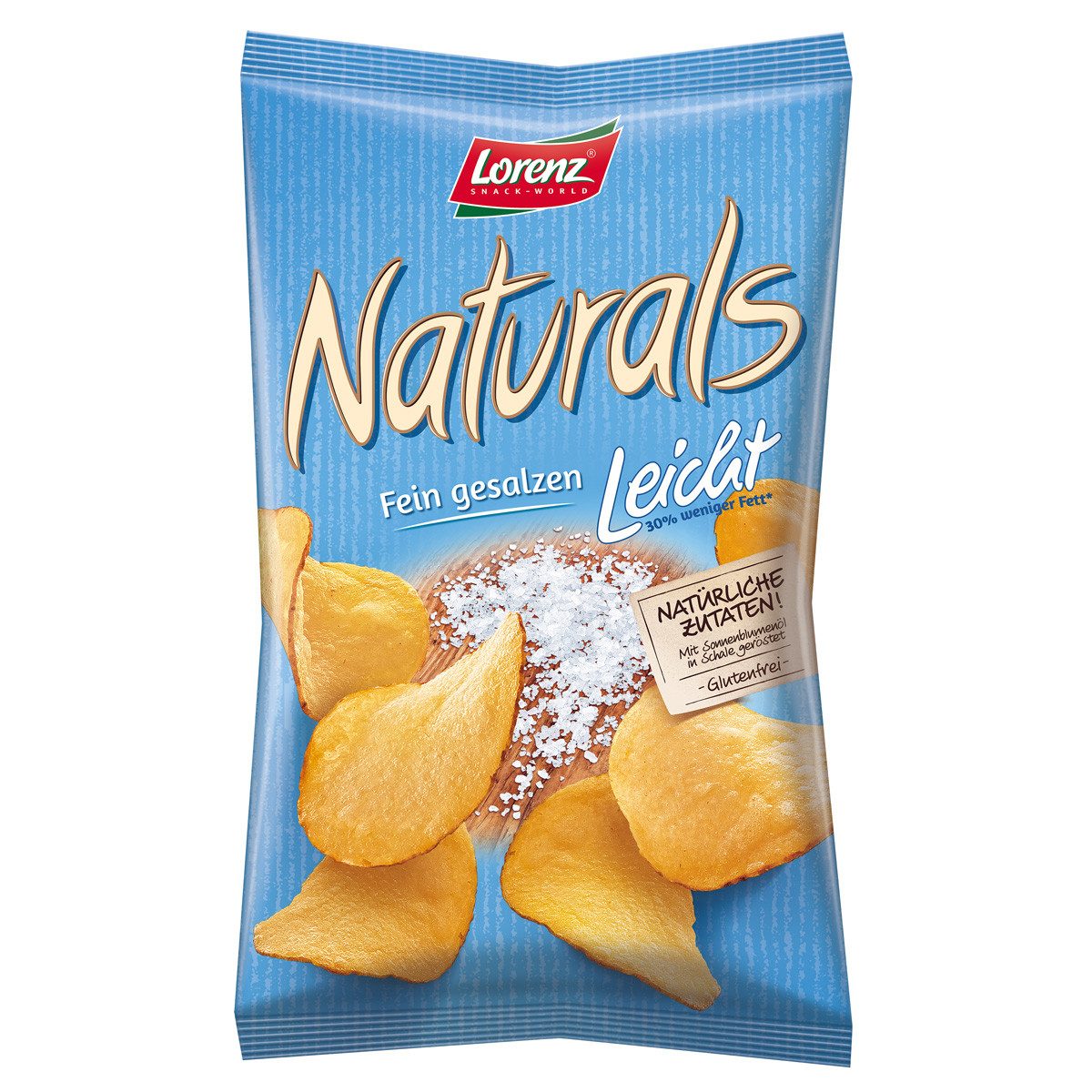 LORENZ Knabberei, Lorenz Natural leicht fein gesalzene Chips in Schale geröstet 80g