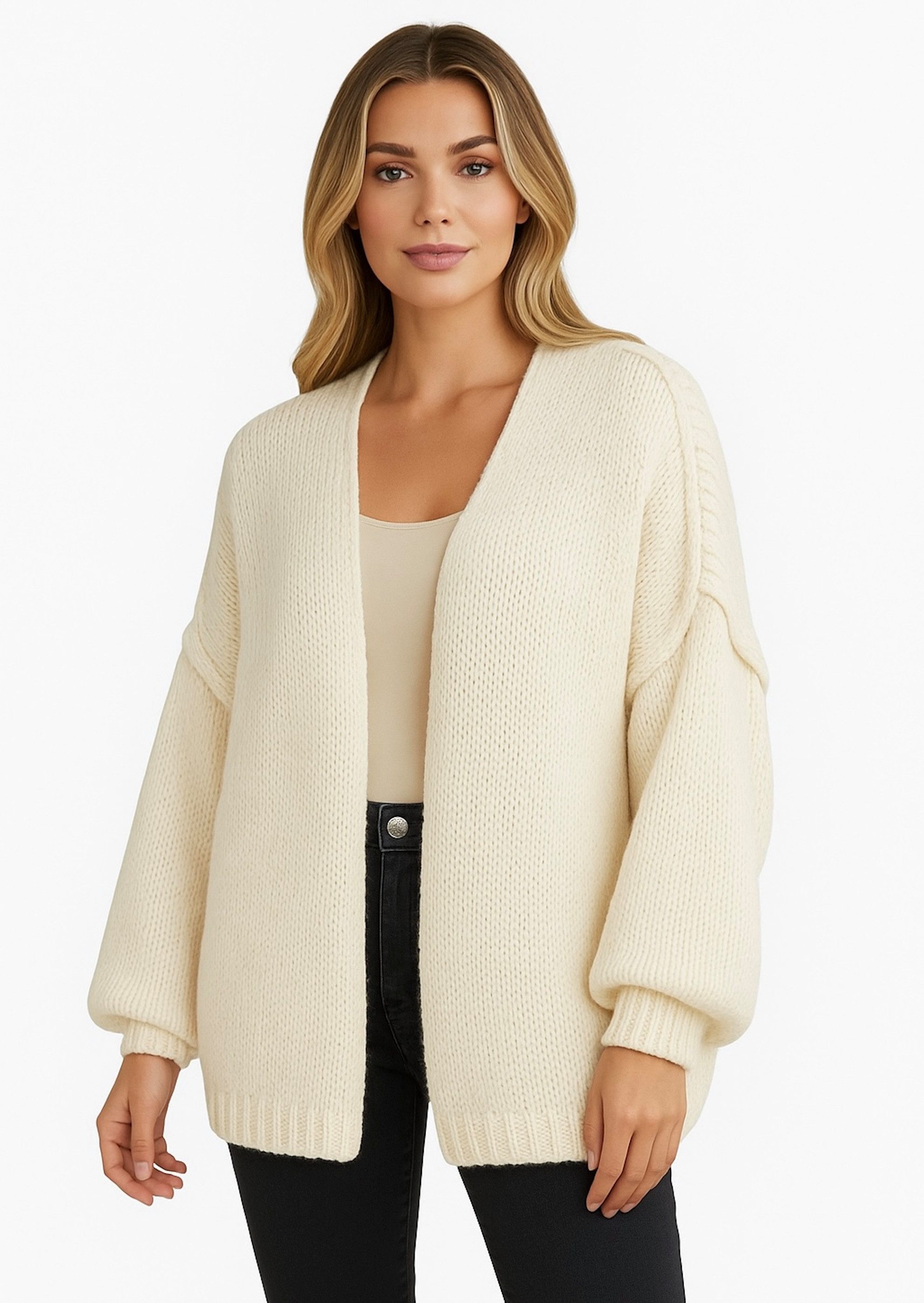 Worldclassca Cardigan Worldclassca Strickjacke Cardigan Uni Open Front Pullover Lang Casual Neue Kollektion - Stilvolle und gemütliche Strickmode für Damen