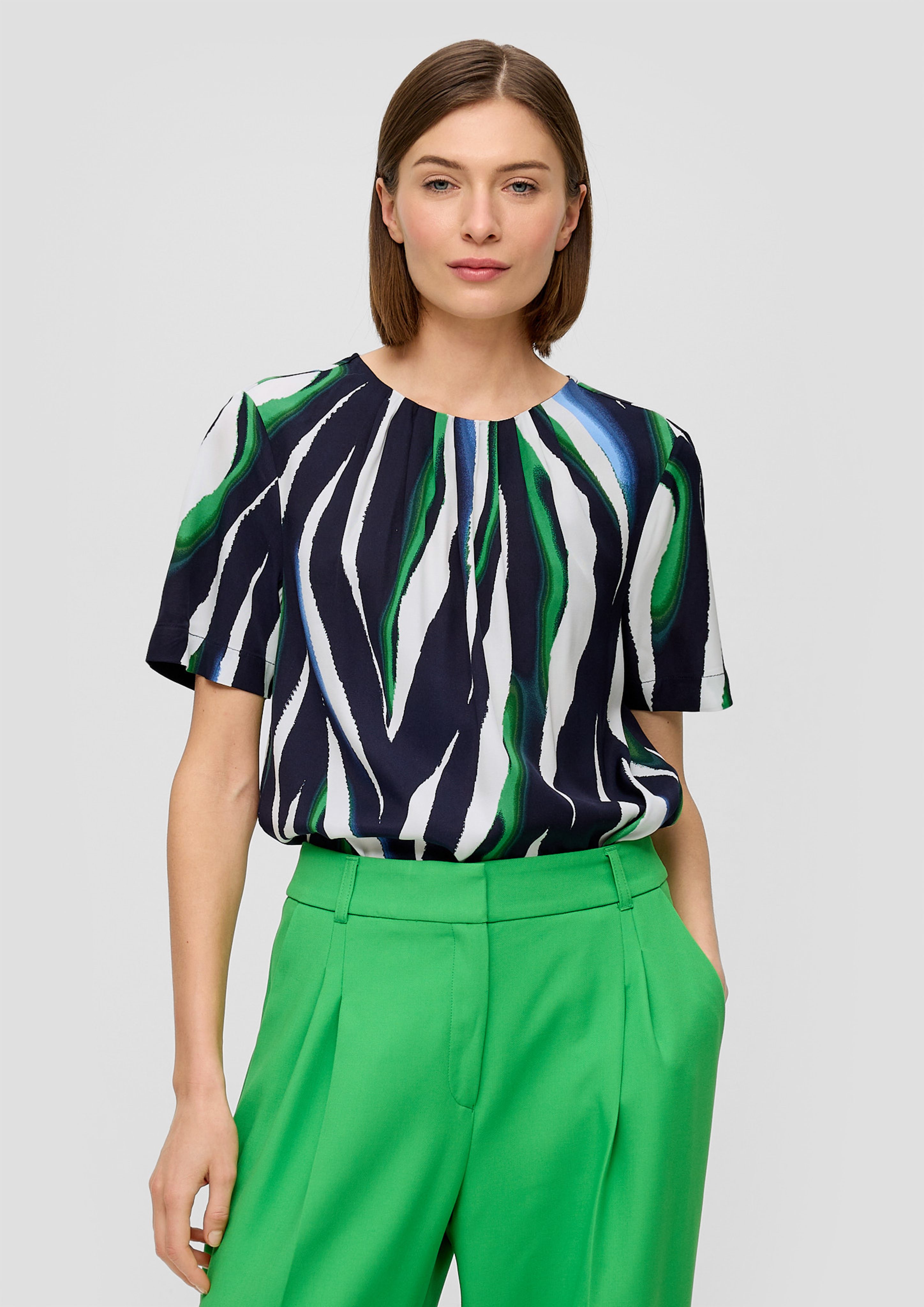 Kurzarmbluse Bluse aus Viskosemix