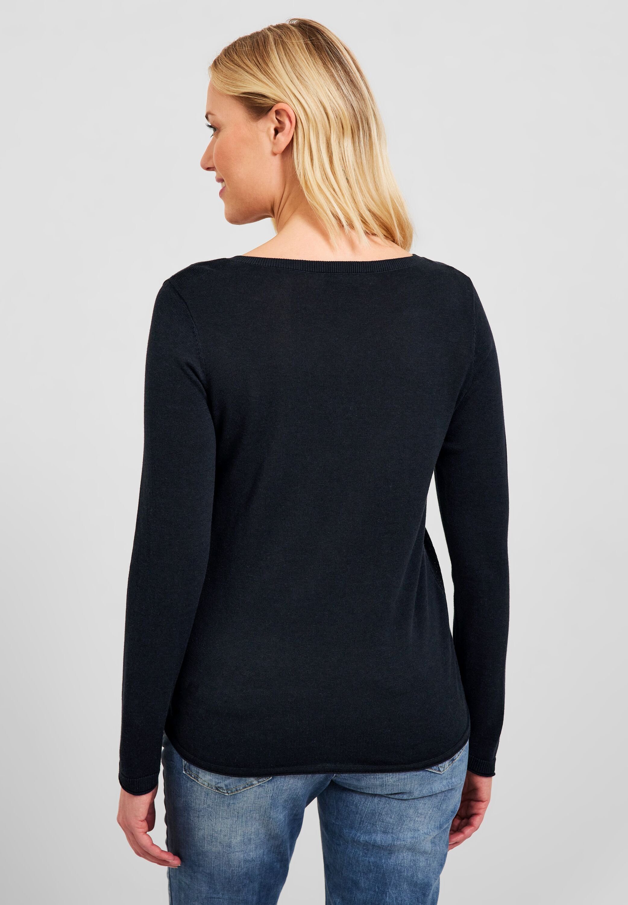 V-Ausschnitt V-Ausschnitt-Pullover deep mit femininem Cecil blue