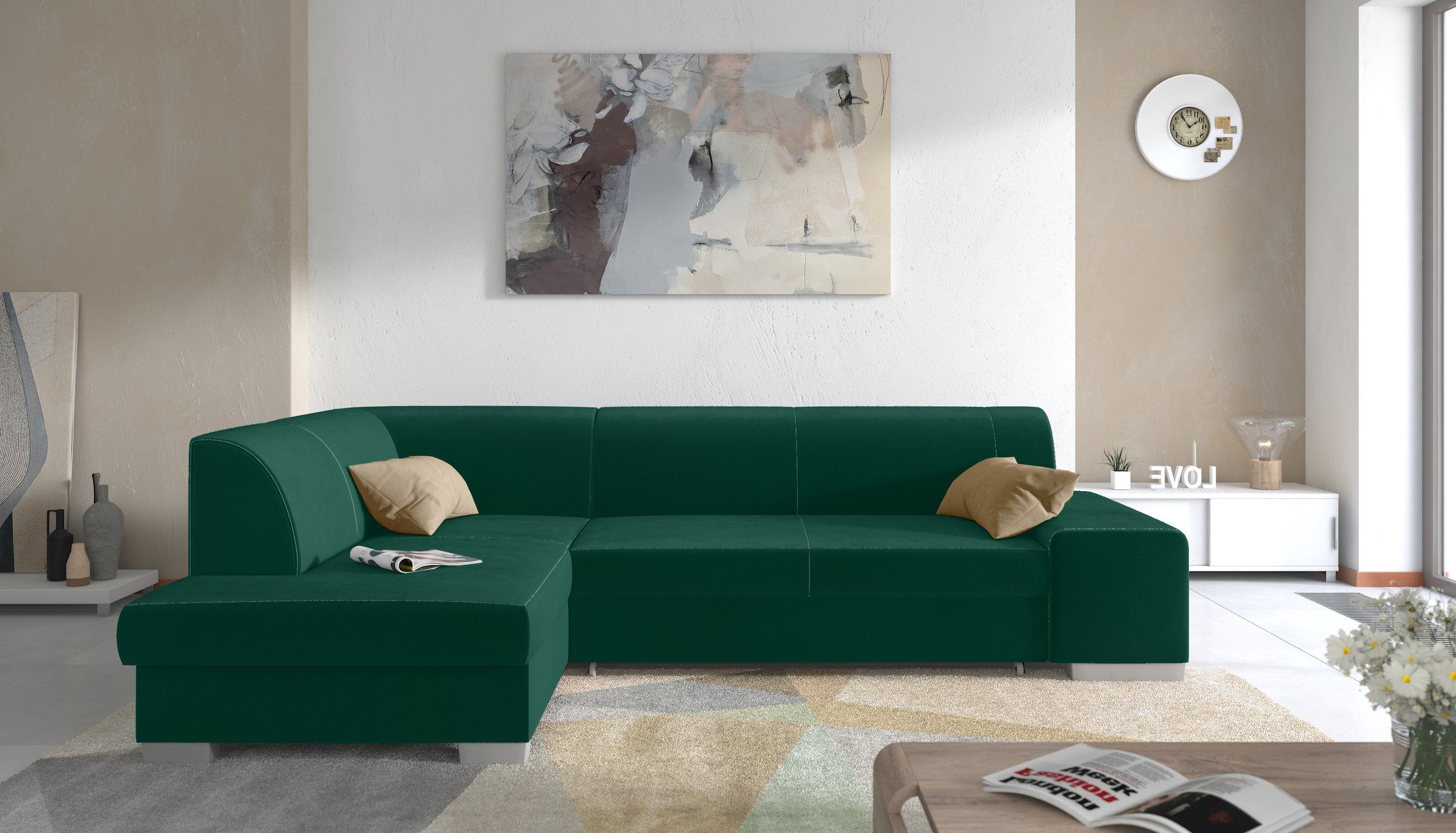 99rooms Ecksofa Piave, L-Form, Eckcouch, wahlweise mit Bettfunktion, Ottomane links oder rechts bestellbar