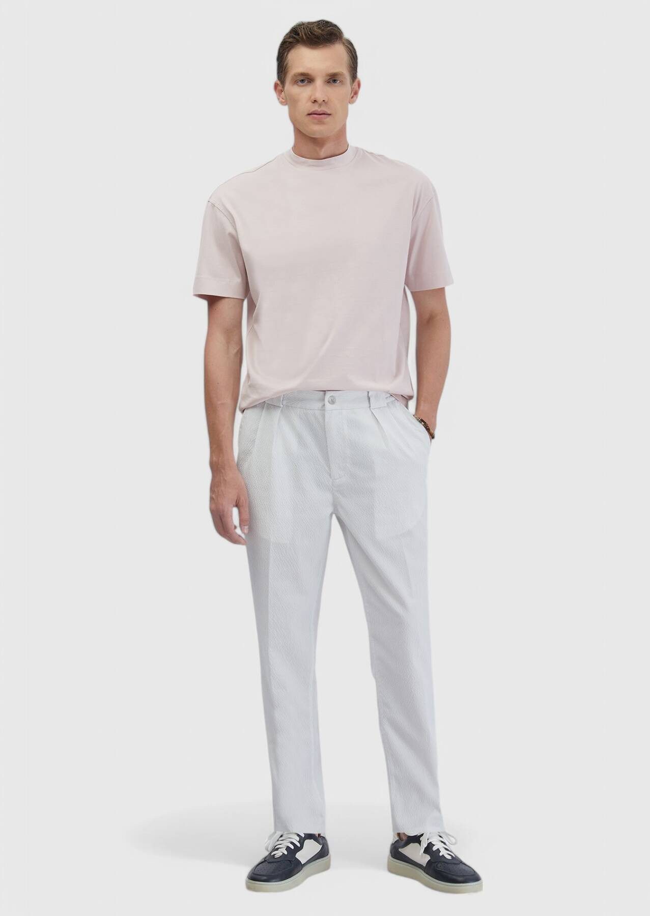 RAMSEY Jogger Pants Weiße, gewebte Jogginghose für den Alltag