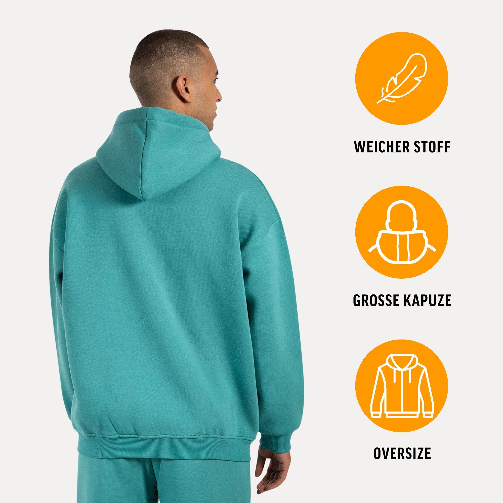 Smilodox Kapuzenstrickjacke Cedrik, Oversize Zip Hoodie, Kapuzenpullover mit Front-Zipper Langarm Kängurutasche Metallabel weiches Material Freizeit Alltag