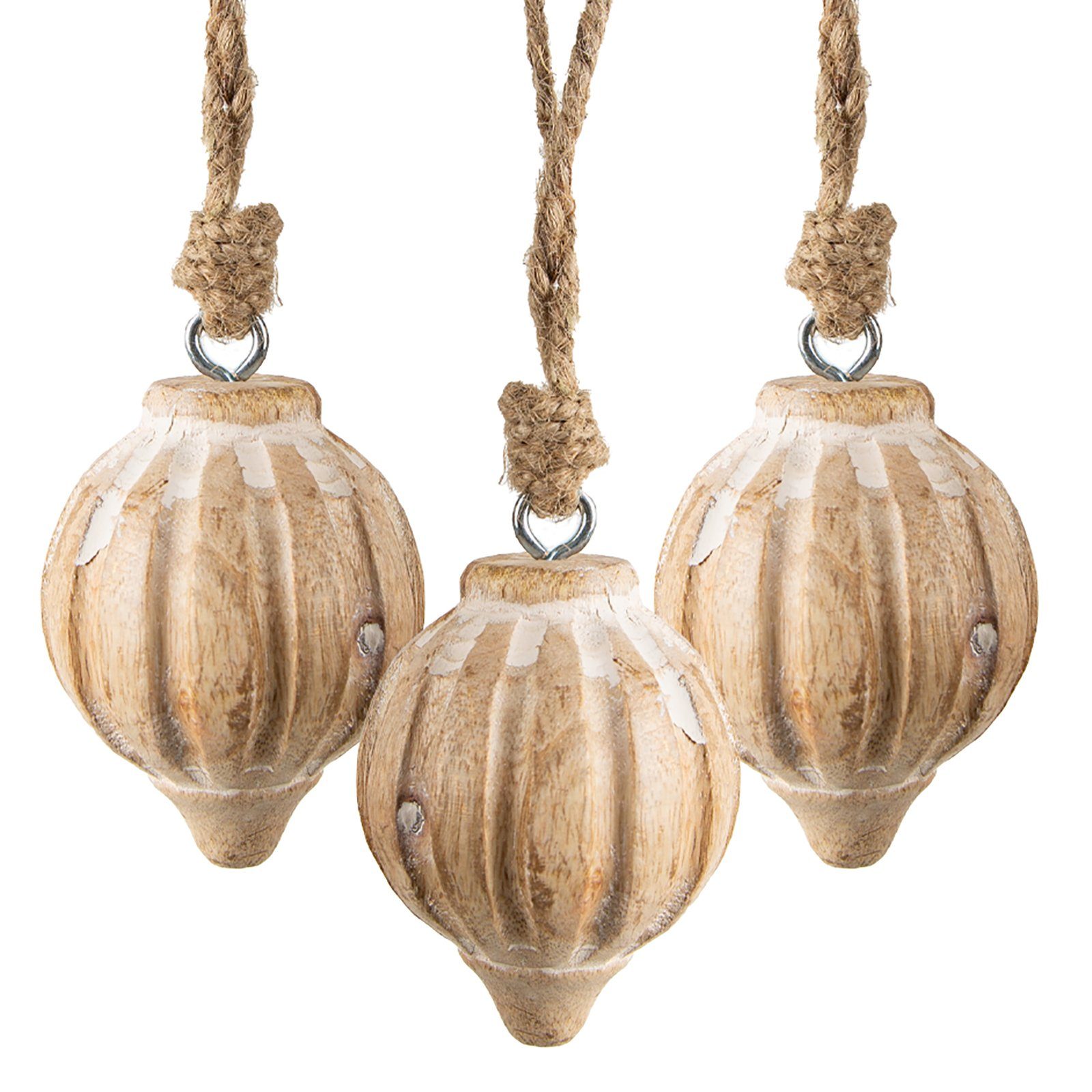 LogbuchVerlag Baumbehang 3 Holz Weihnachtskugeln Natur