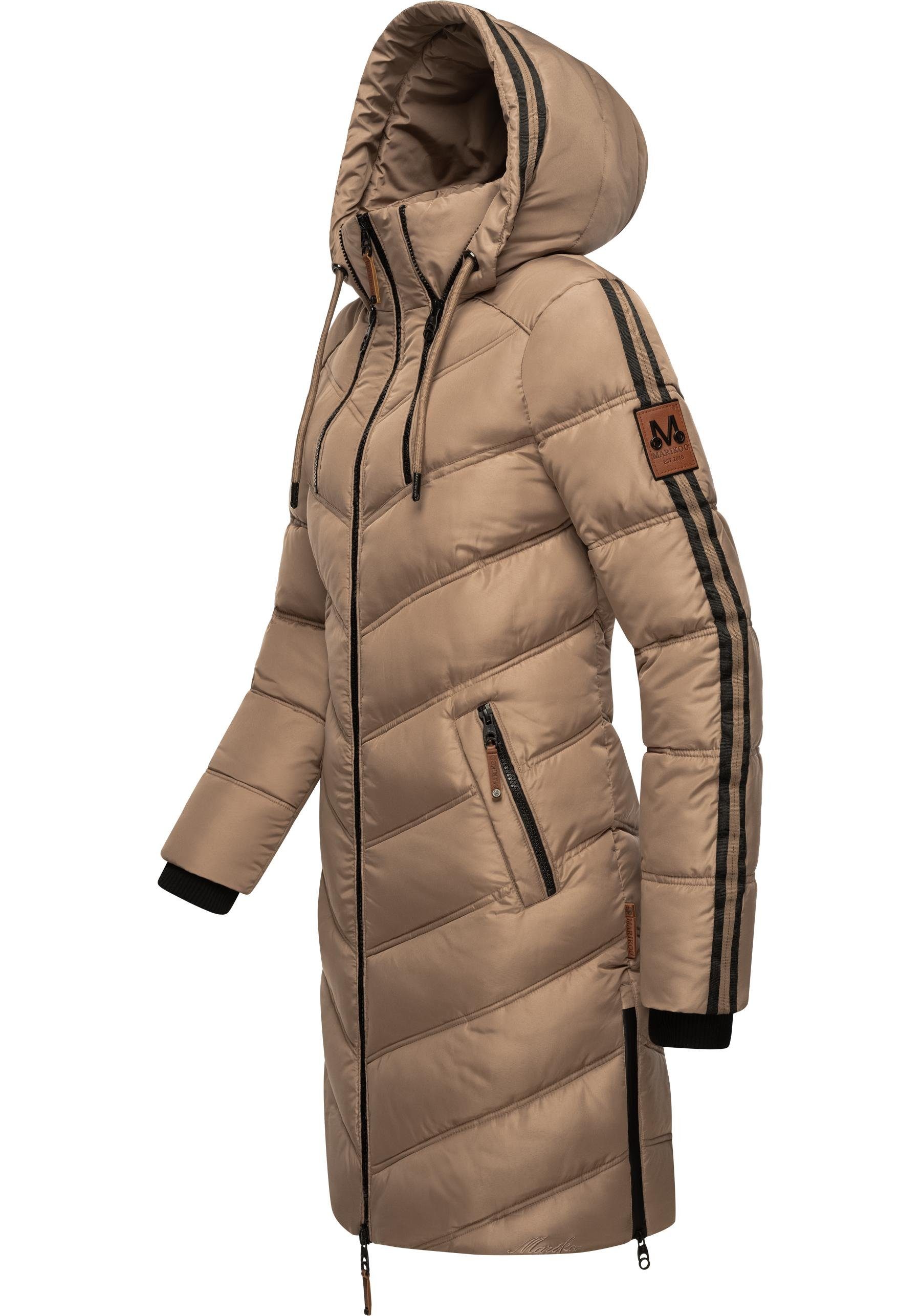 Marikoo Wintermantel Armasa modischer Damen Winter Steppmantel mit Kapuze – Bild 2 von 4