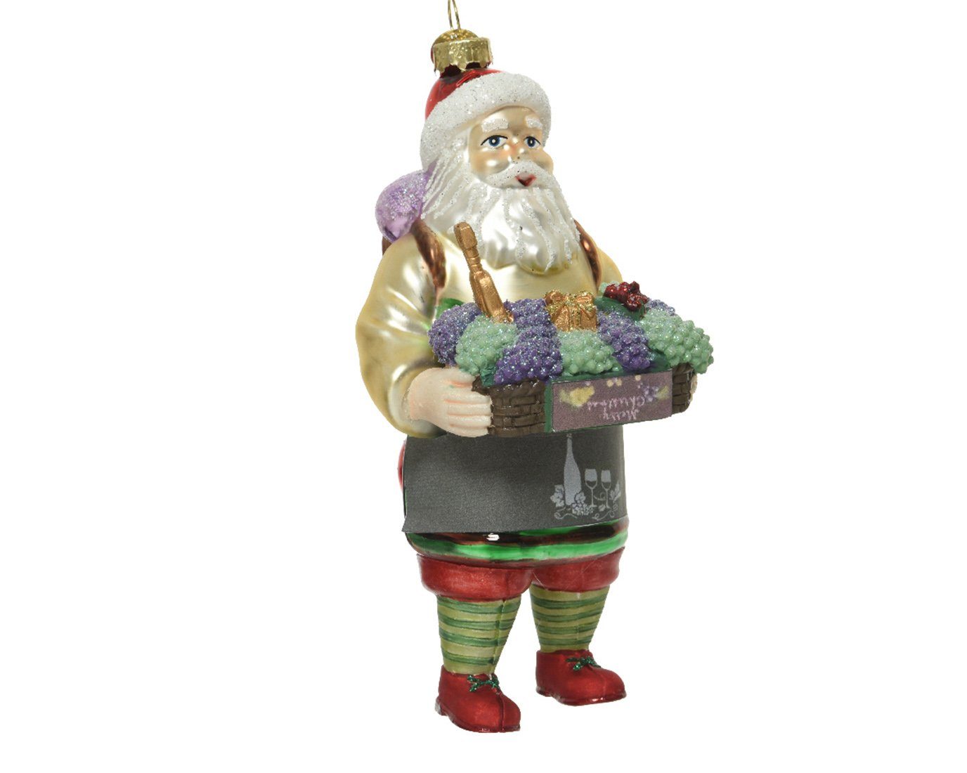 decorations season Christbaumschmuck Traubenkorb bunt Weihnachtsmann Christbaumschmuck, Decoris mit Glas 16cm