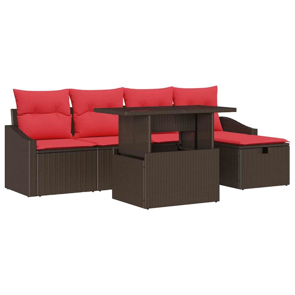 vidaXL Gartenlounge-Set Gartensofa-set 6 Stk. Poly-Rattan, (6-tlg)