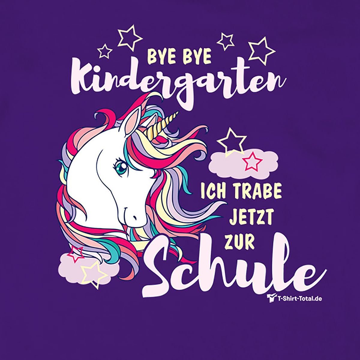 T-Shirt Total T-Shirt Lila Einhorn "Ich trabe zur Schule" zum Schulanfang