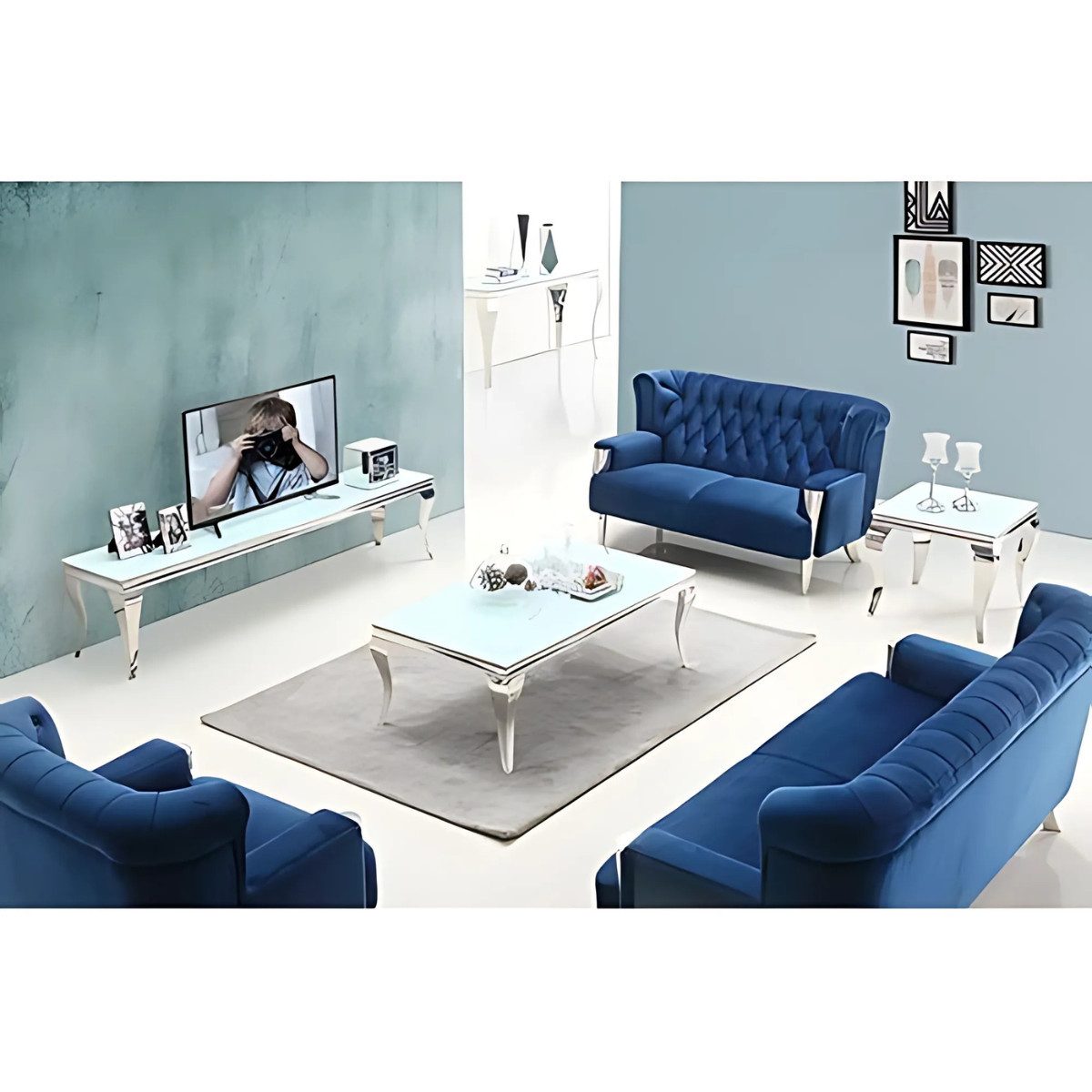 alesvelt TV-Bank Milano Tischplatte aus Glas 180 cm