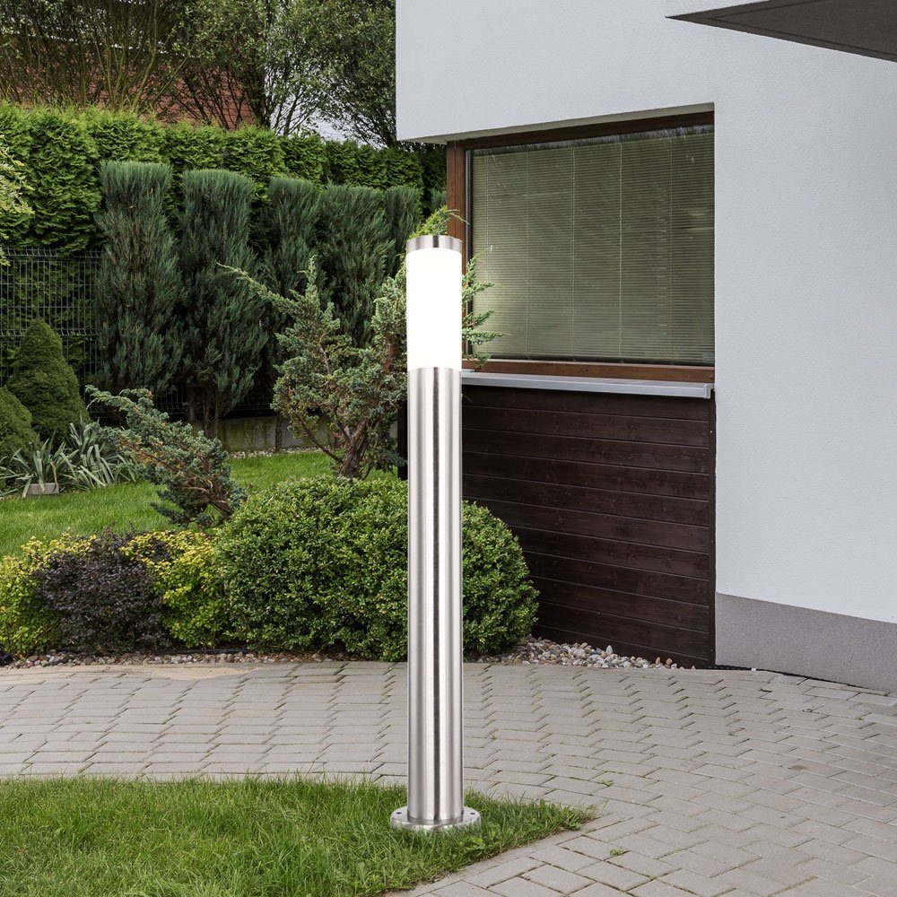 etc-shop LED Außen-Stehlampe, LED Außen Wand Strahler Edelstahl Sockel  Lampen Garten Terrassen Wege