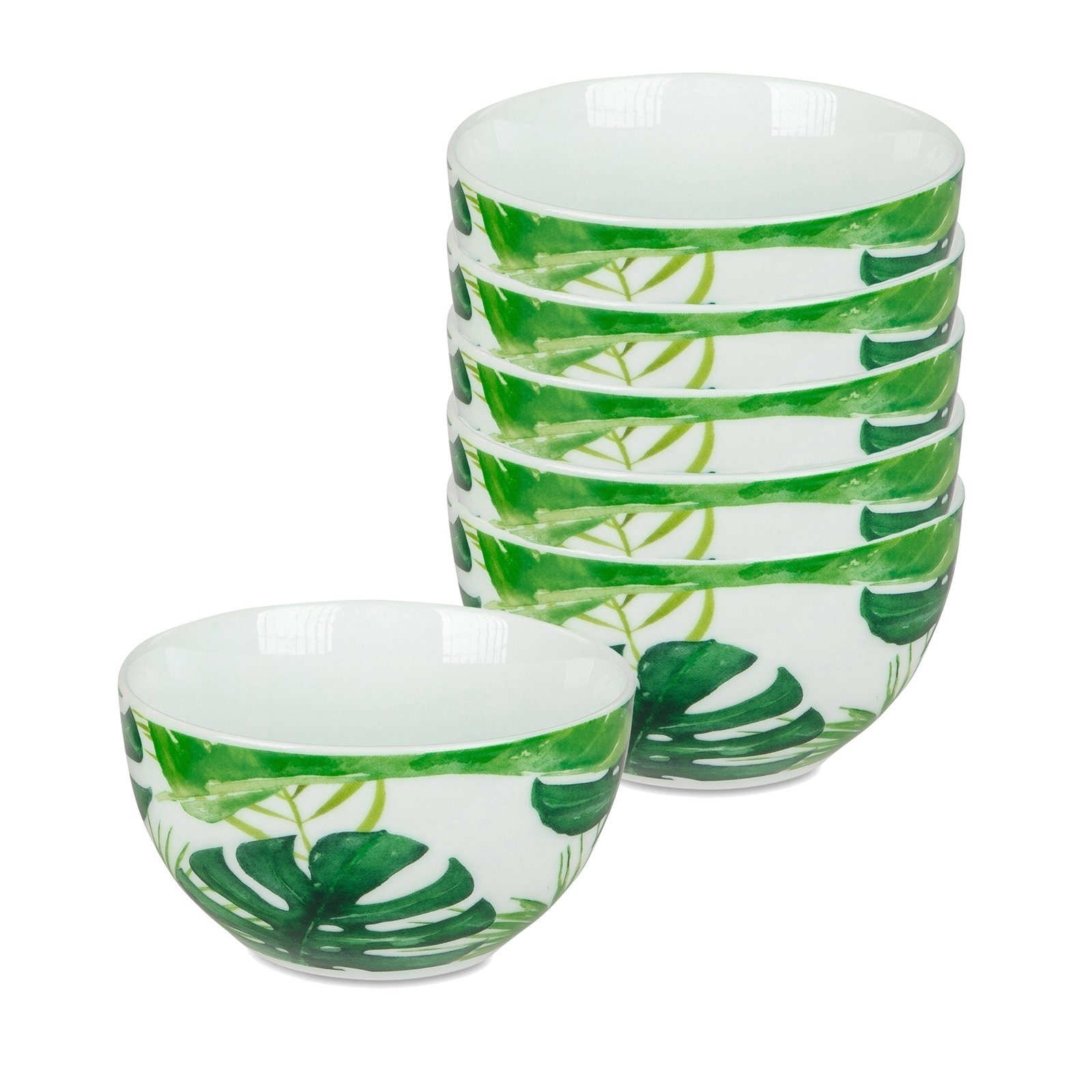 formano Dessertschale Schale 12 Keramik, 6 (6-tlg) er Green-Leaves, Set