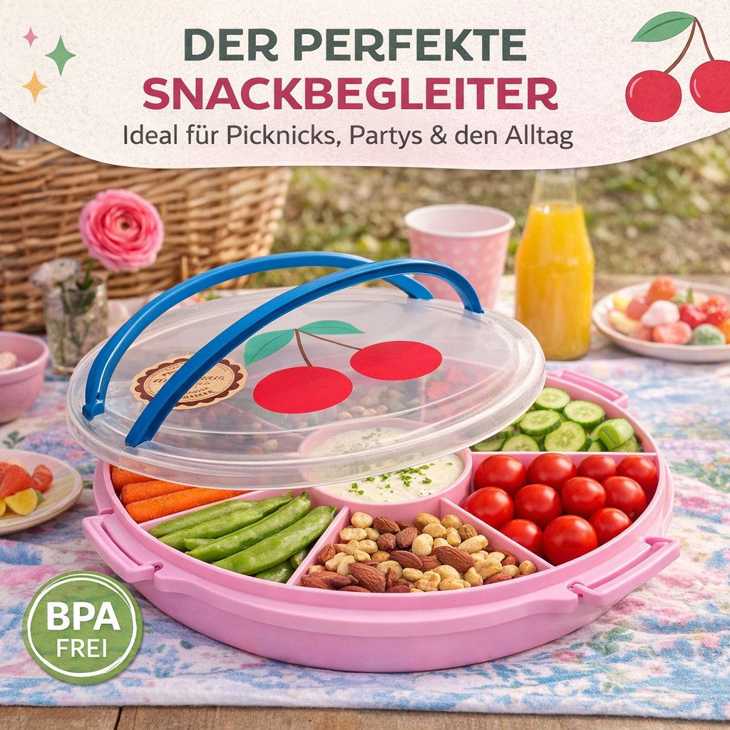 rice Lunchbox Rice Serviertablett mit Deckel - Rosa Kirsche, Kunststoff, (1-tlg)