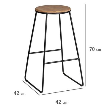 Basera® Barhocker 2er Set im Retro-Stil, Küchenstühle mit Bambus-Sitz, Metallbeine, robust & belastbar