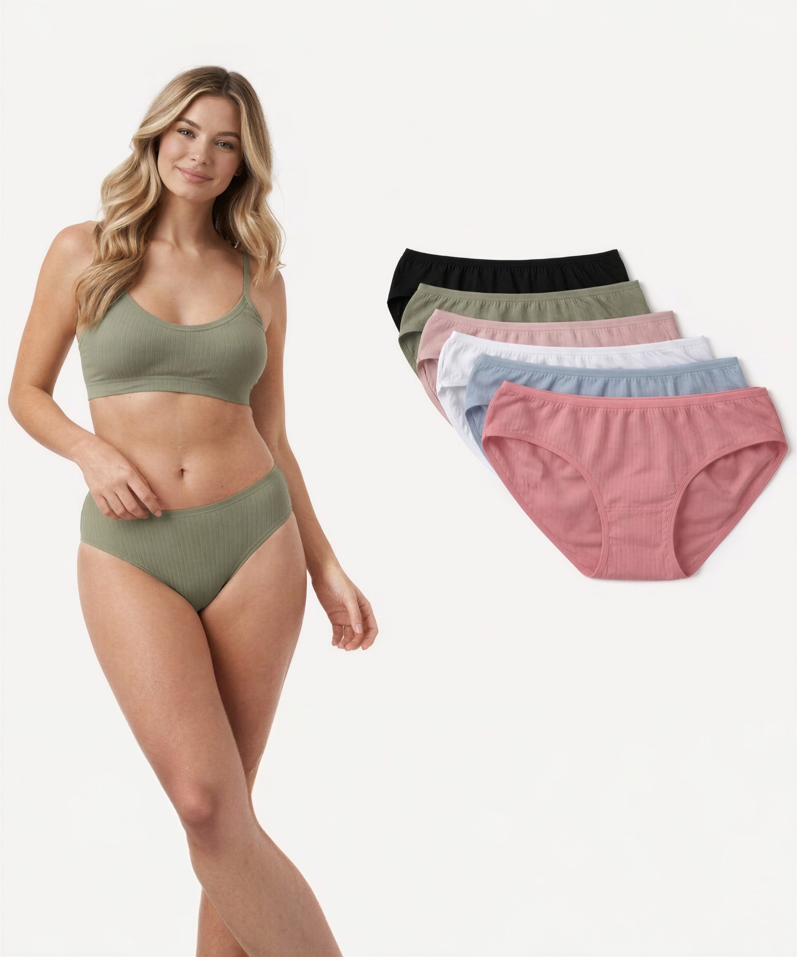 Slip Damen Unterhose 6er Pack bunt Baumwollmischung elastisch