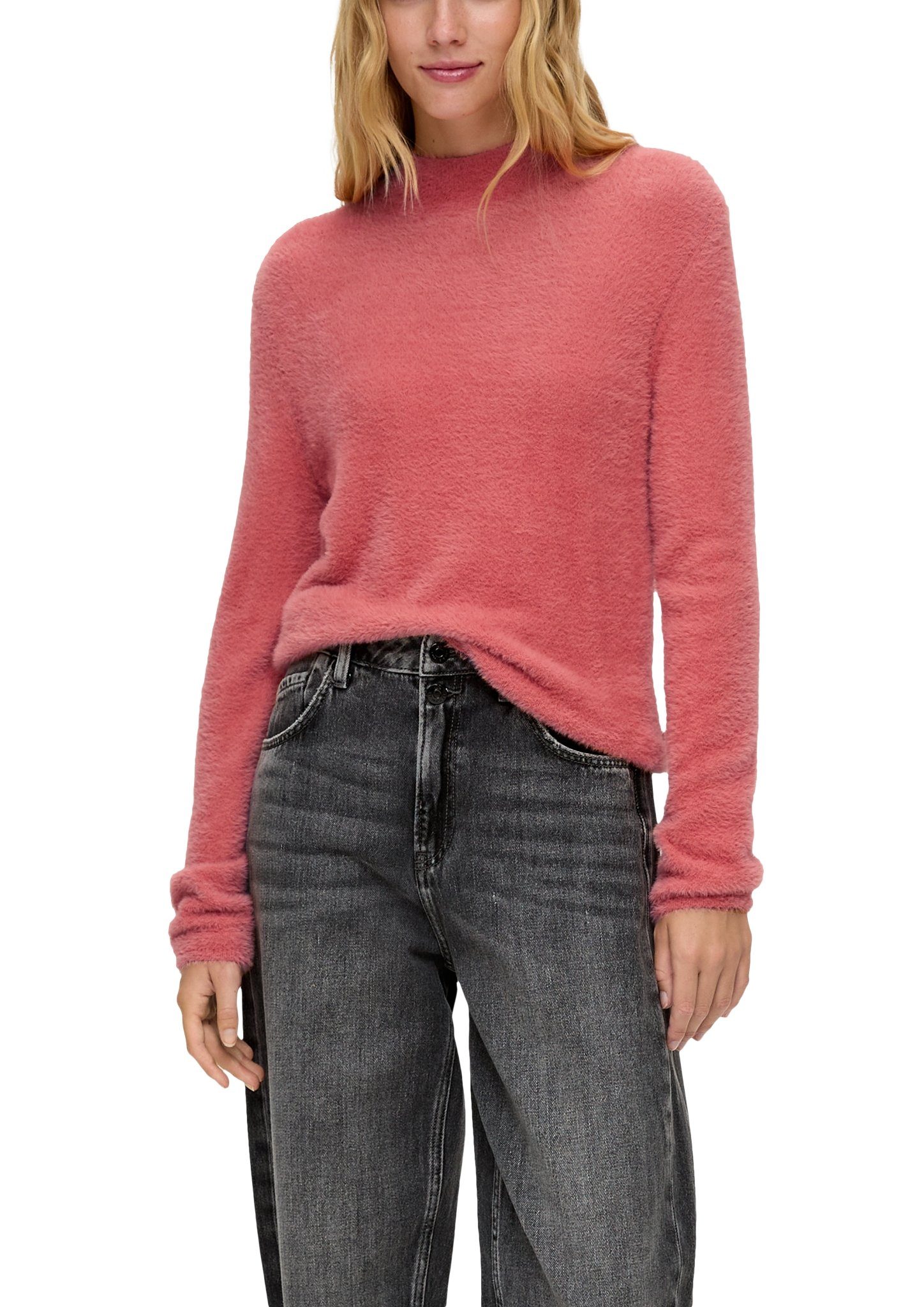 QS Strickpullover Kuscheliger Strickpullover Logo günstig online kaufen