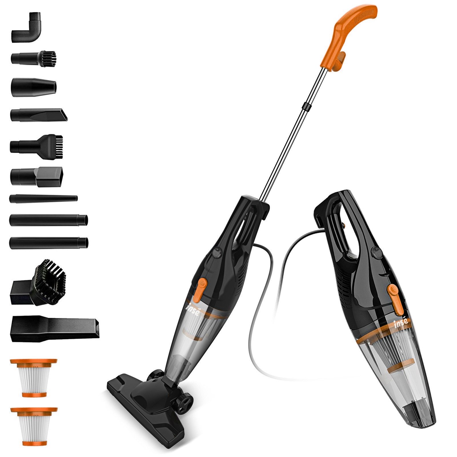 WHEELYOU Bürstsauger R3S 2-in-1 Stabstaubsauger – Kabelgebunden, stark & flexibel, 16 kPa Saugleistung, HEPA-Filter, 2-in-1 Handstaubsauger mit Zubehör