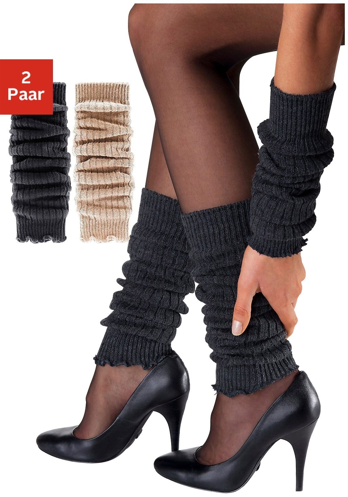 Lavana Beinstulpen gestrickte Beinwärmer und Armstulpen für Ballett, Tanz, Sport (Packung, 2-St., one size) mit 30% Wolle, gerippt, bequem und warm