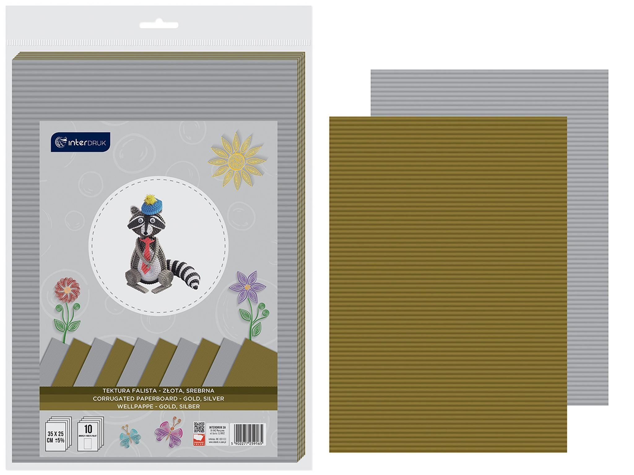 Interdruk Bastelkartonpapier Interdruk WellPappe B4 Gold/Silber 10 Blatt 35x25cm