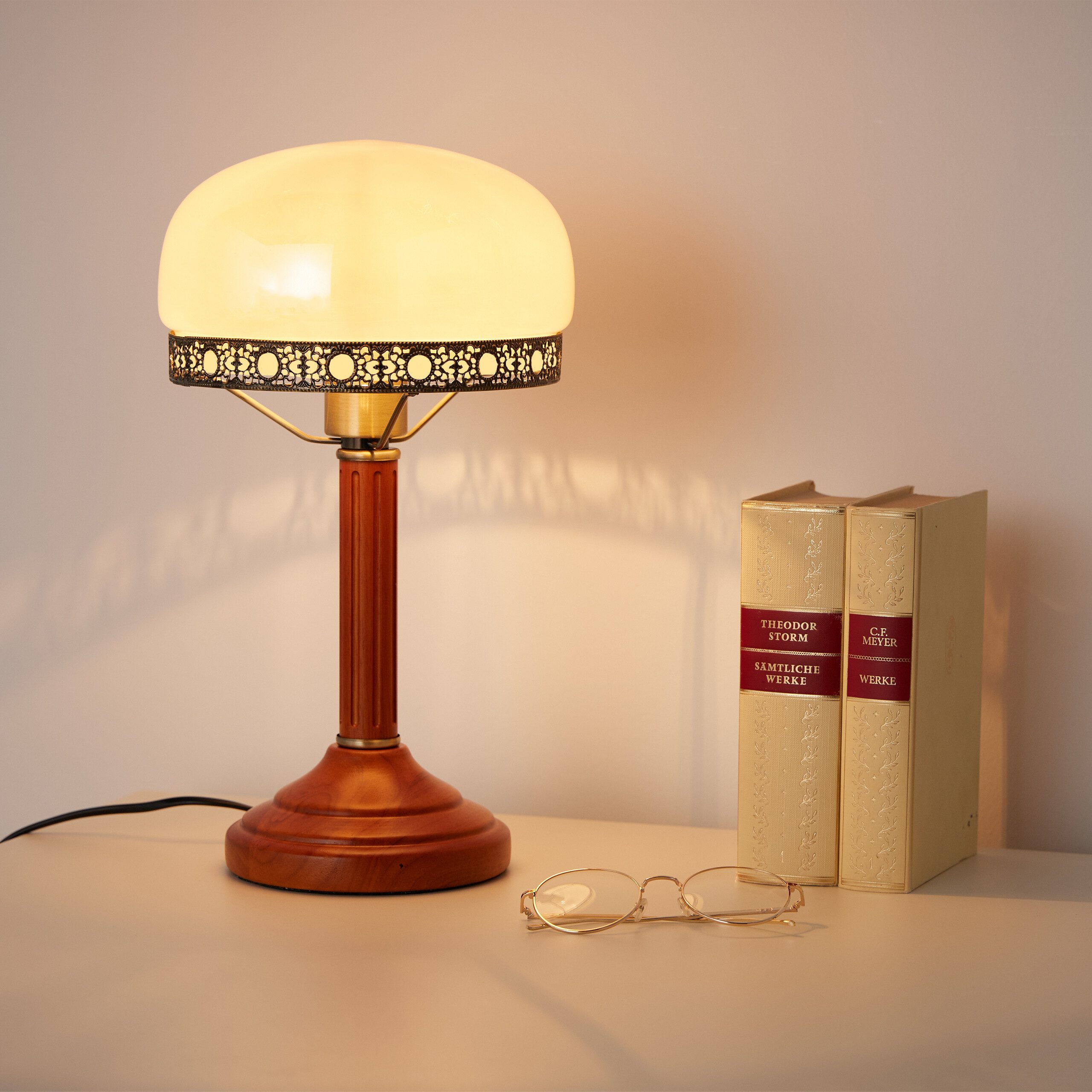 relaxdays Tischleuchte Tischlampe Beige Antik Look günstig online kaufen