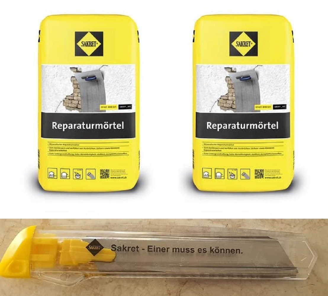 Sakret Fugenmörtel SAKRET Reparaturmörtel RM 2x10 kg + Cuttermesser grau