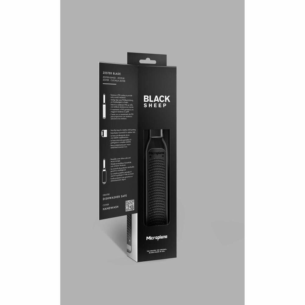 Microplane Küchenreibe Zester Black Sheep, Edelstahl, PVD-Beschichtung, Gummi