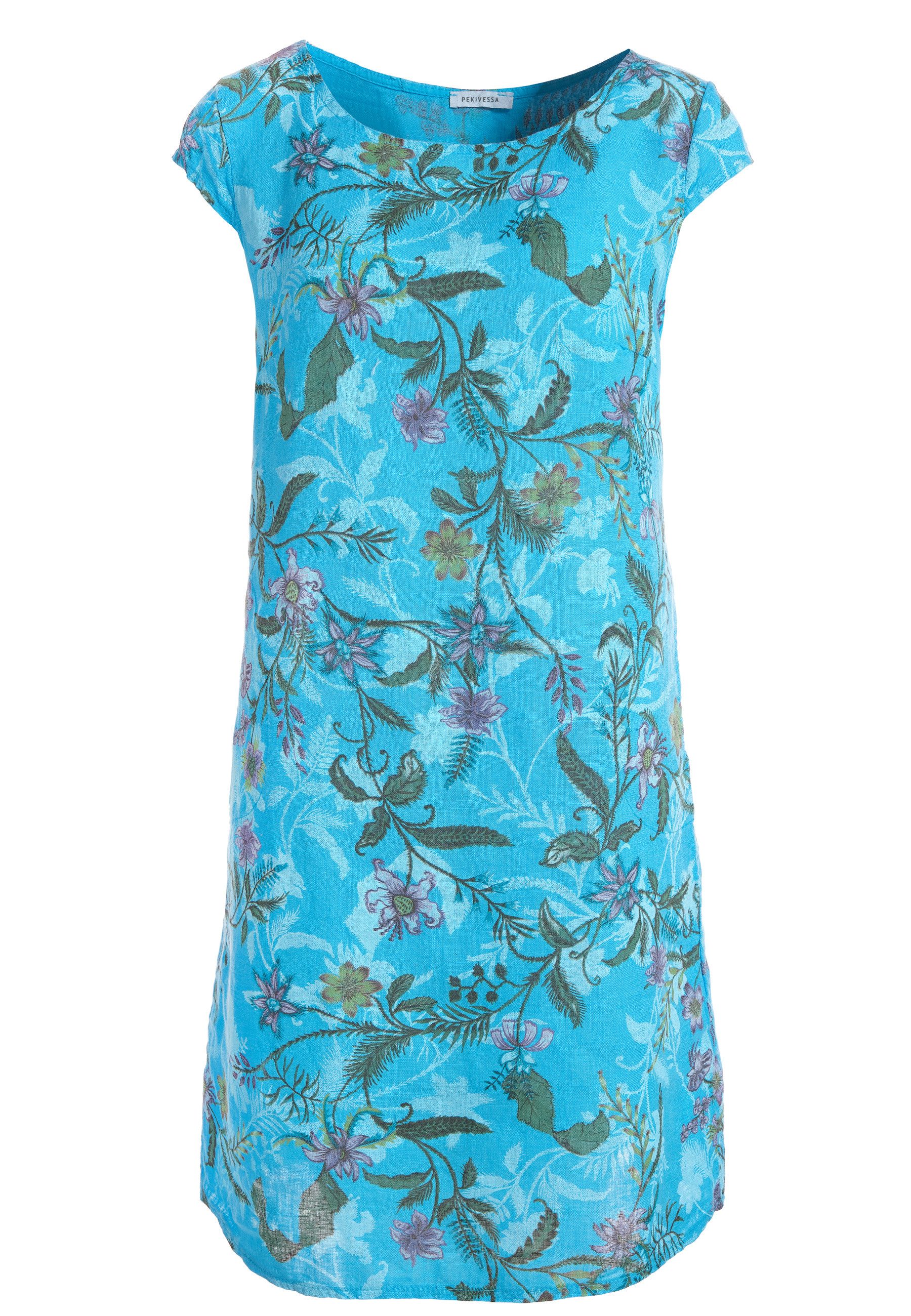 PEKIVESSA Sommerkleid Leinenkleid knielang kurzarm (1-tlg) Leinenstoff mit günstig online kaufen