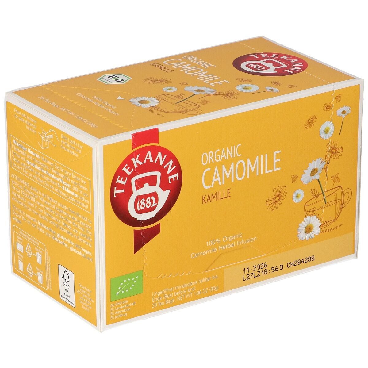 TEEKANNE Tee Bio Kamillentee, 20 Beutel, Kräutertee