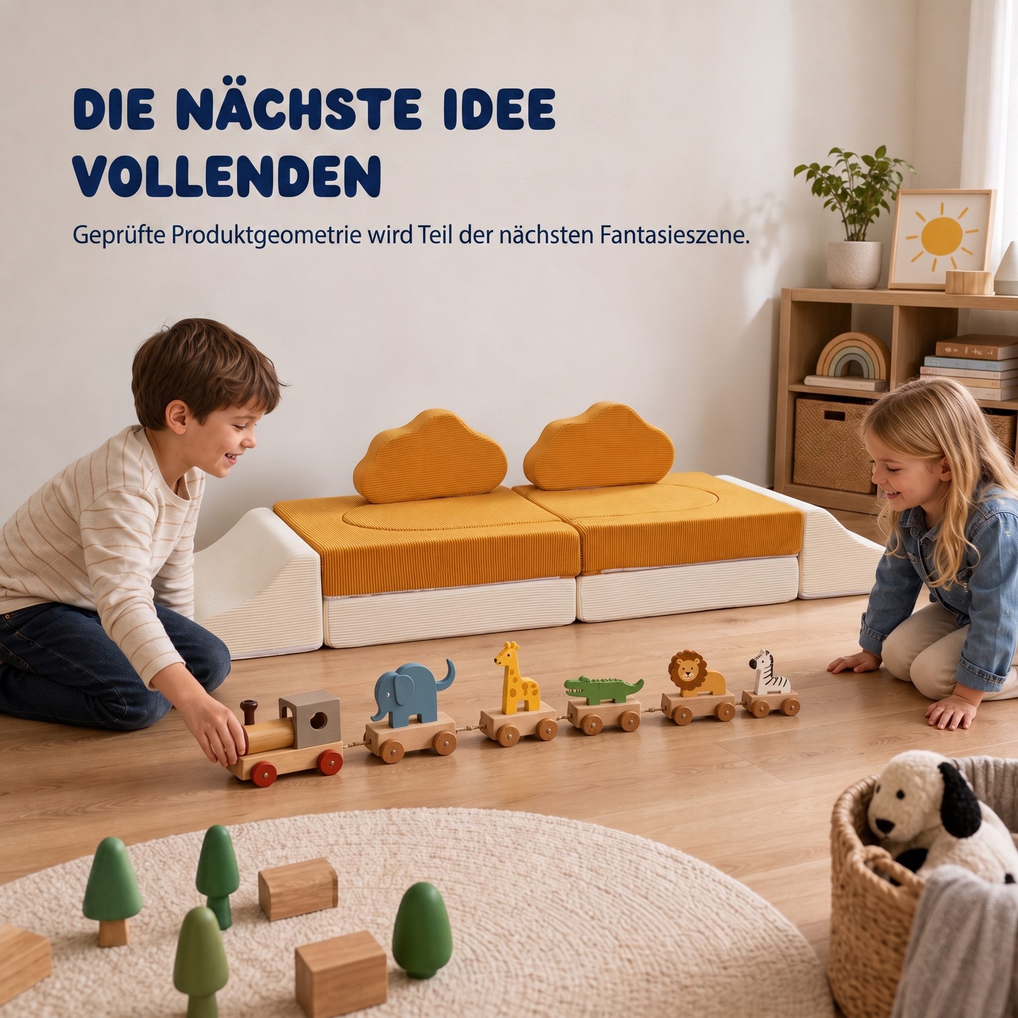 Jiexi Kindersofa Kindersofa Modular Spielsofa aus Cord Stoff Schaumstoff Couch – Bild 3 von 5