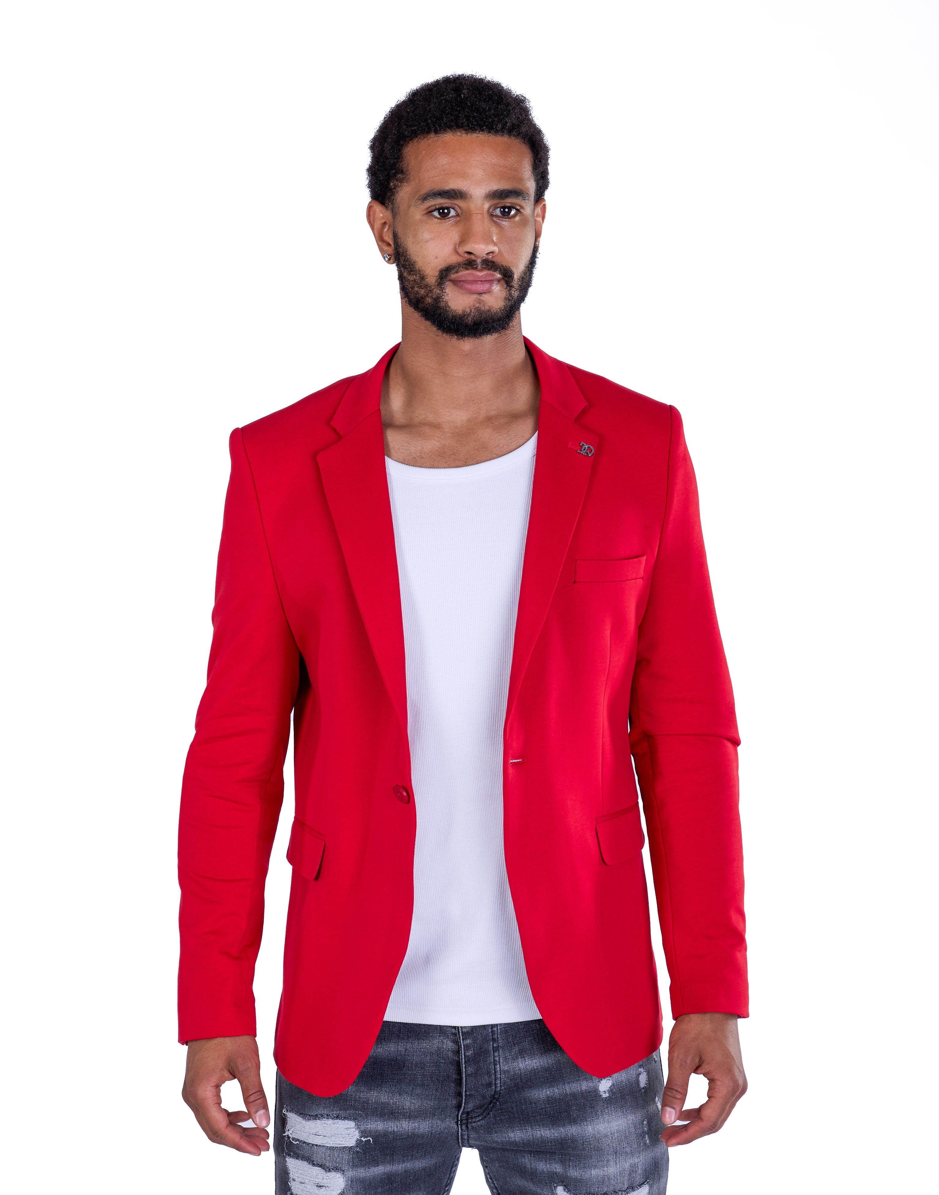 Denim Distriqt Sakko Designer Slim Fit Totenkopf Herren Sakko Rot 54 günstig online kaufen