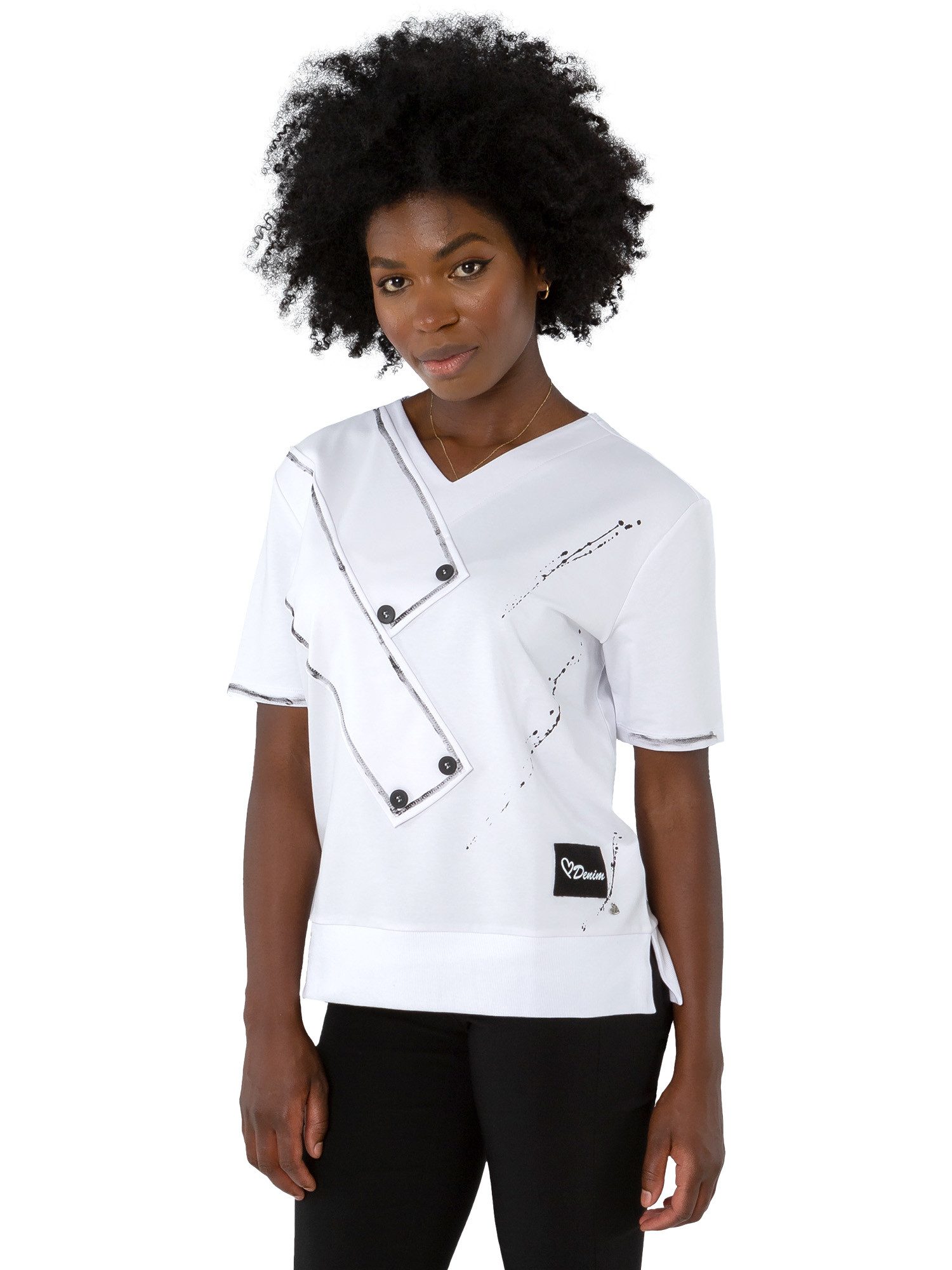 Gio Milano Sweatshirt G30-1103 mit Zierknöpfen