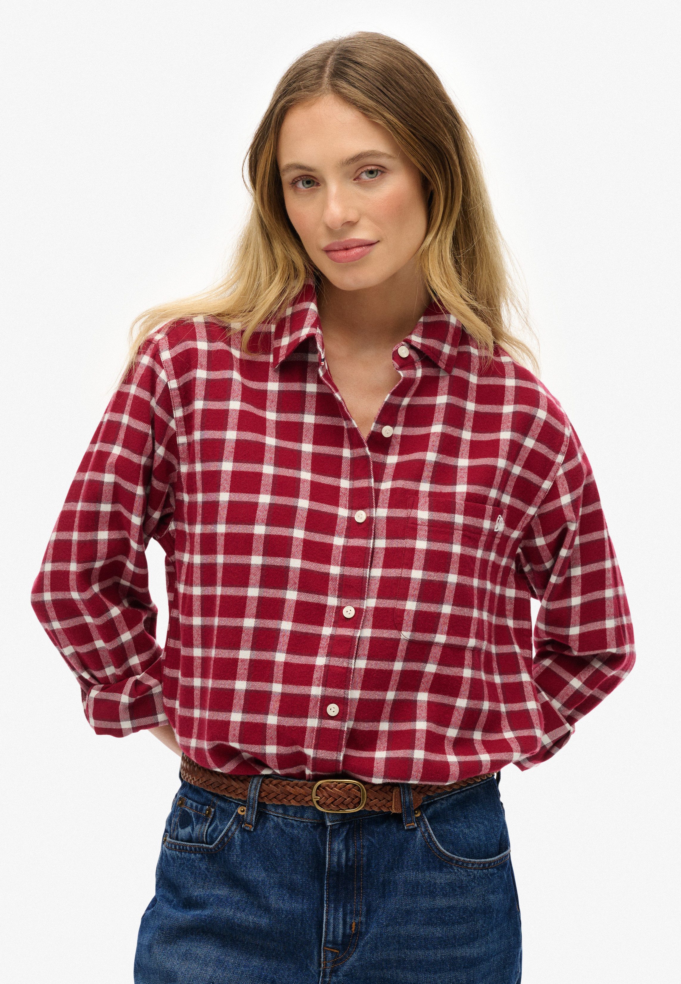 Superdry Karobluse CHECK FLANNEL BOYFRIEND SHIRT günstig online kaufen