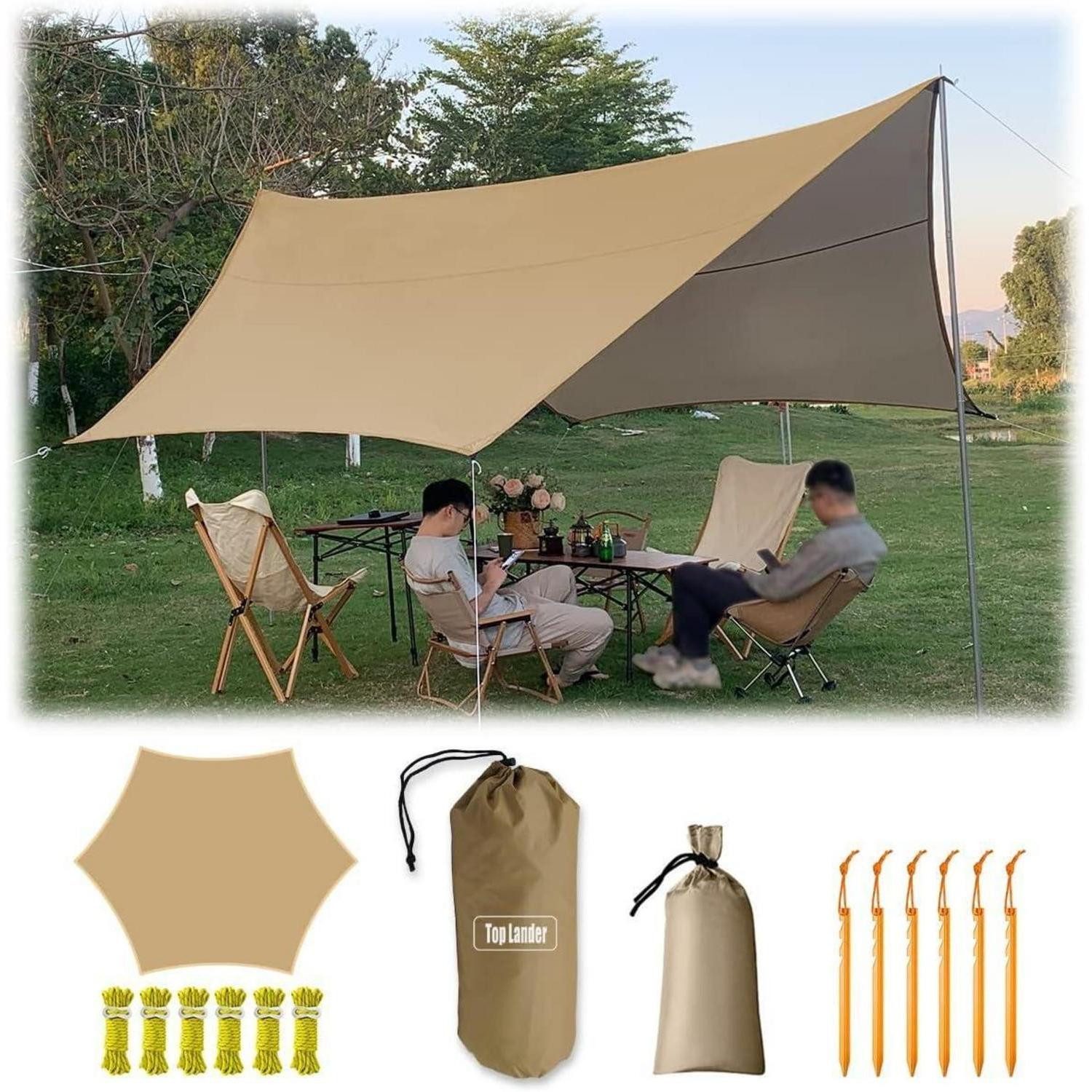 LuxusKollektion Campingstuhl Ultraleichtes Camping Tarp Zelt 4,5x4,5m Wasserdicht Multifunktional