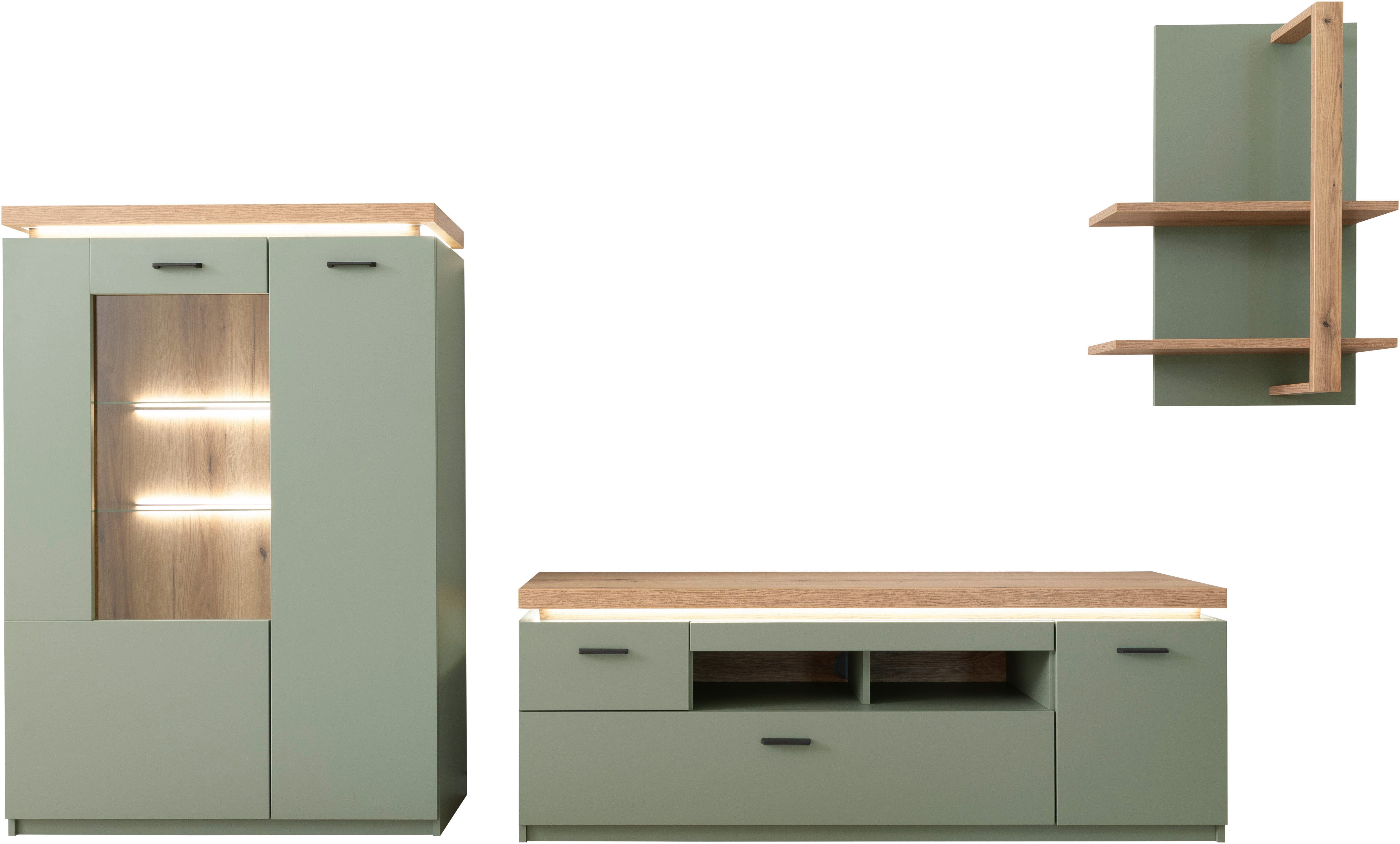 MCA furniture Wohnwand MONIZ Wohnkomination 2, (Komplett-Set, 3-St), Türen/ Schubkästen gedämpft