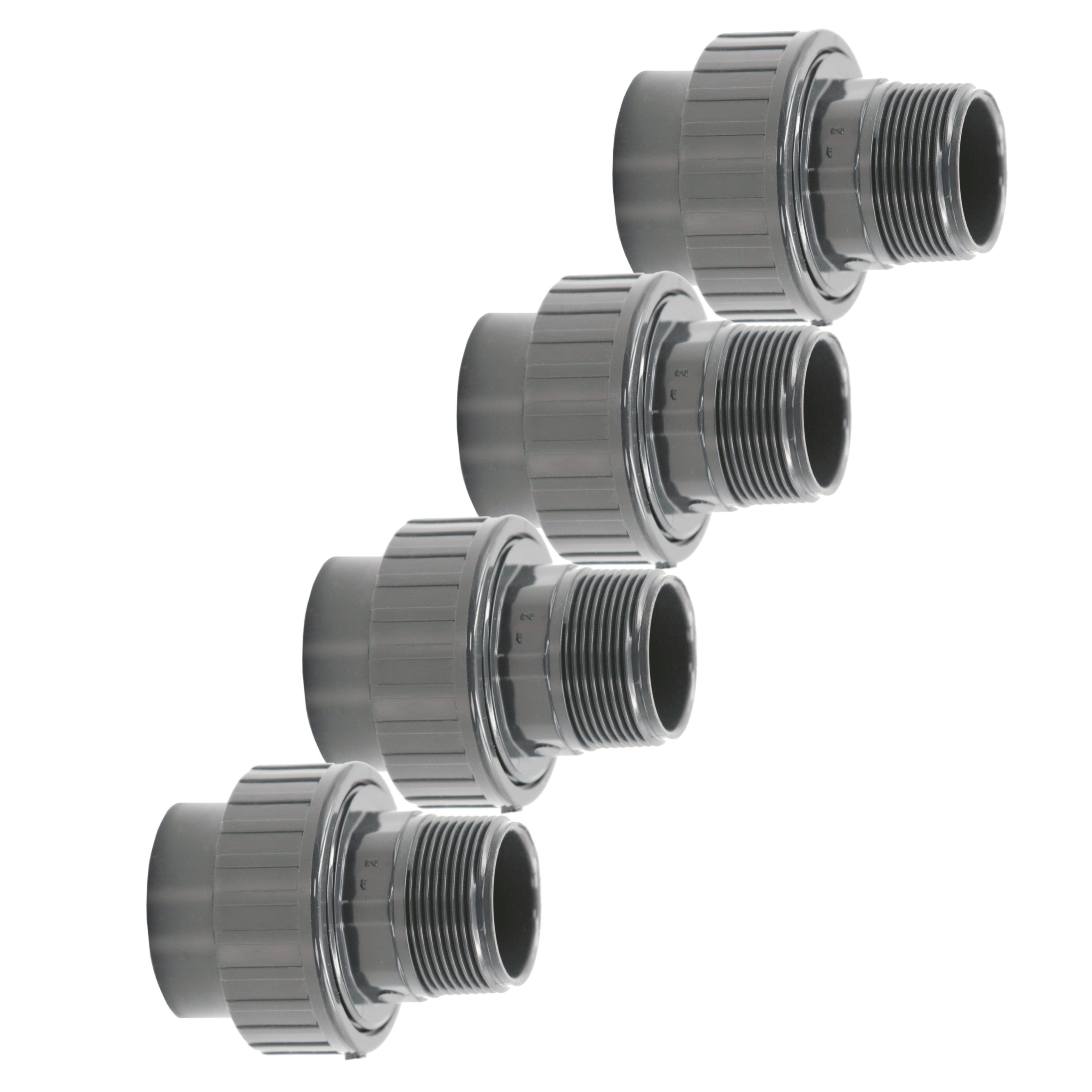 Rohrverbinder 1-10x PVC Fittings Verschraubung 50mm x 2" Klebemuffe x AG PN16