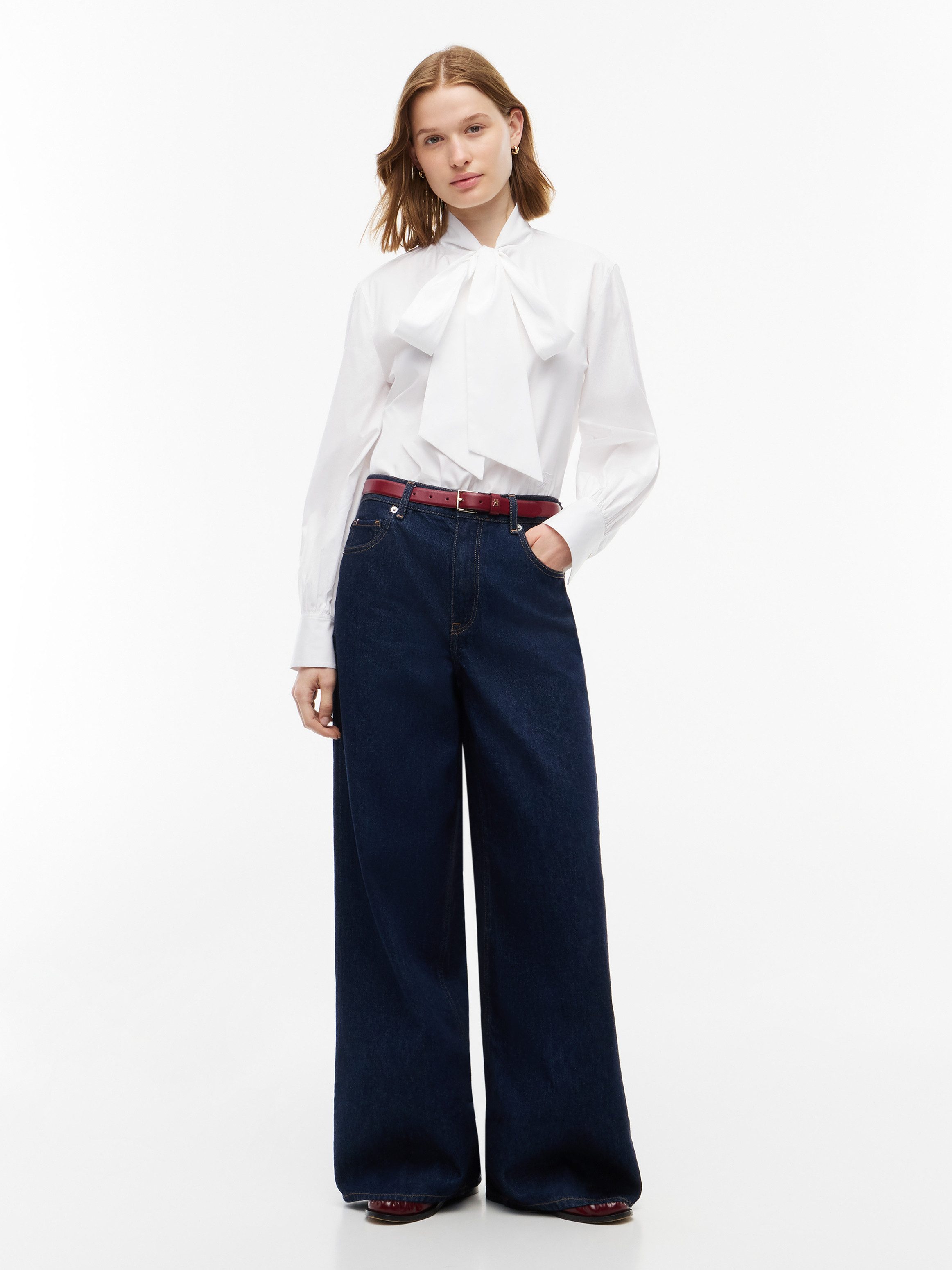 Tommy Hilfiger Langarmbluse POPLIN BOW TIE LS SHIRT Baumwolle – Bild 4 von 5