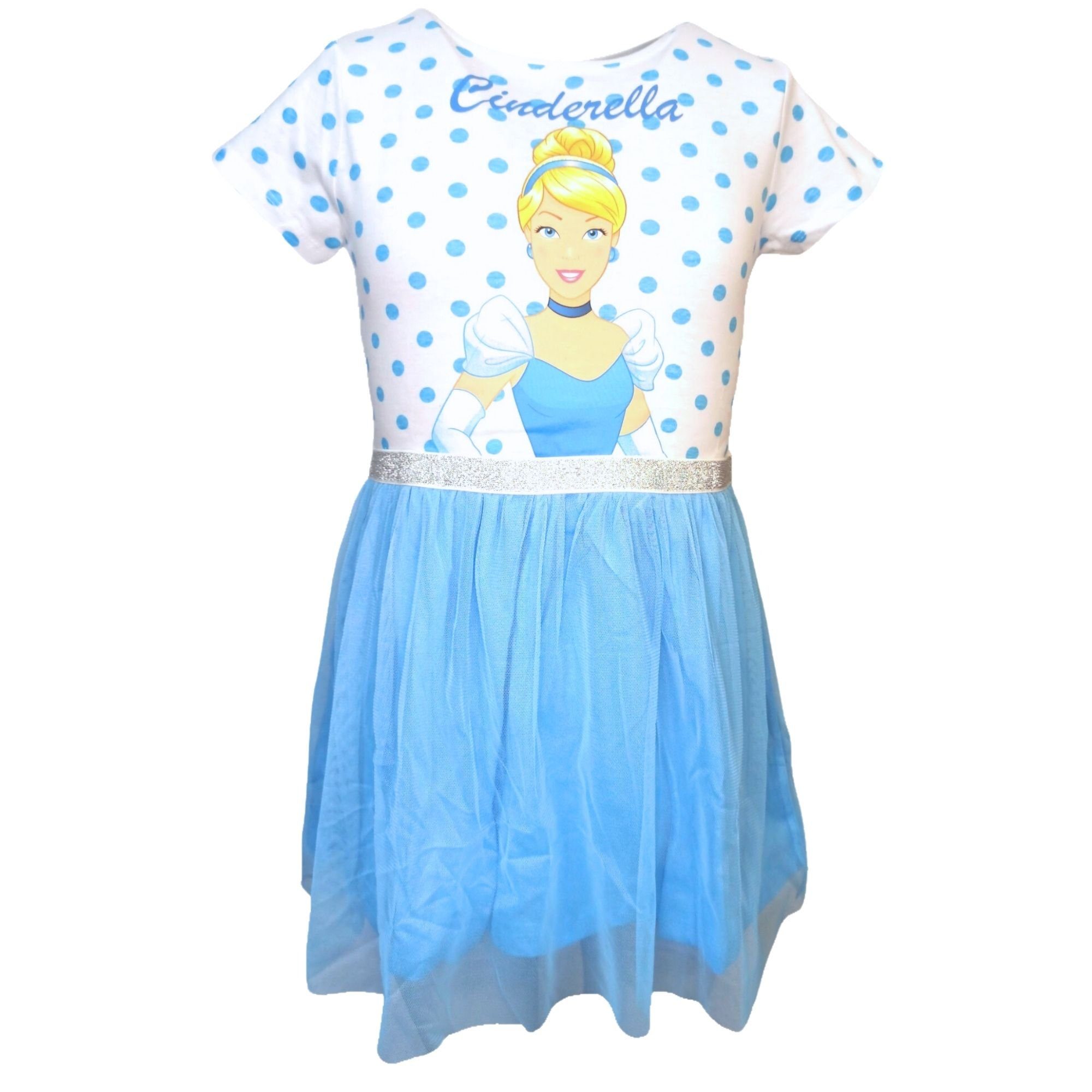 Disney Princess Sommerkleid Cinderella Tüllkleid mit Glitzerdetails Gr. 104 -134 cm