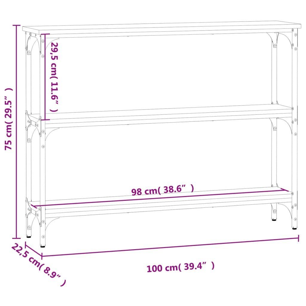 Beistelltisch Räuchereiche Konsolentisch 100x22,5x75 cm furnicato Holzwerkstoff