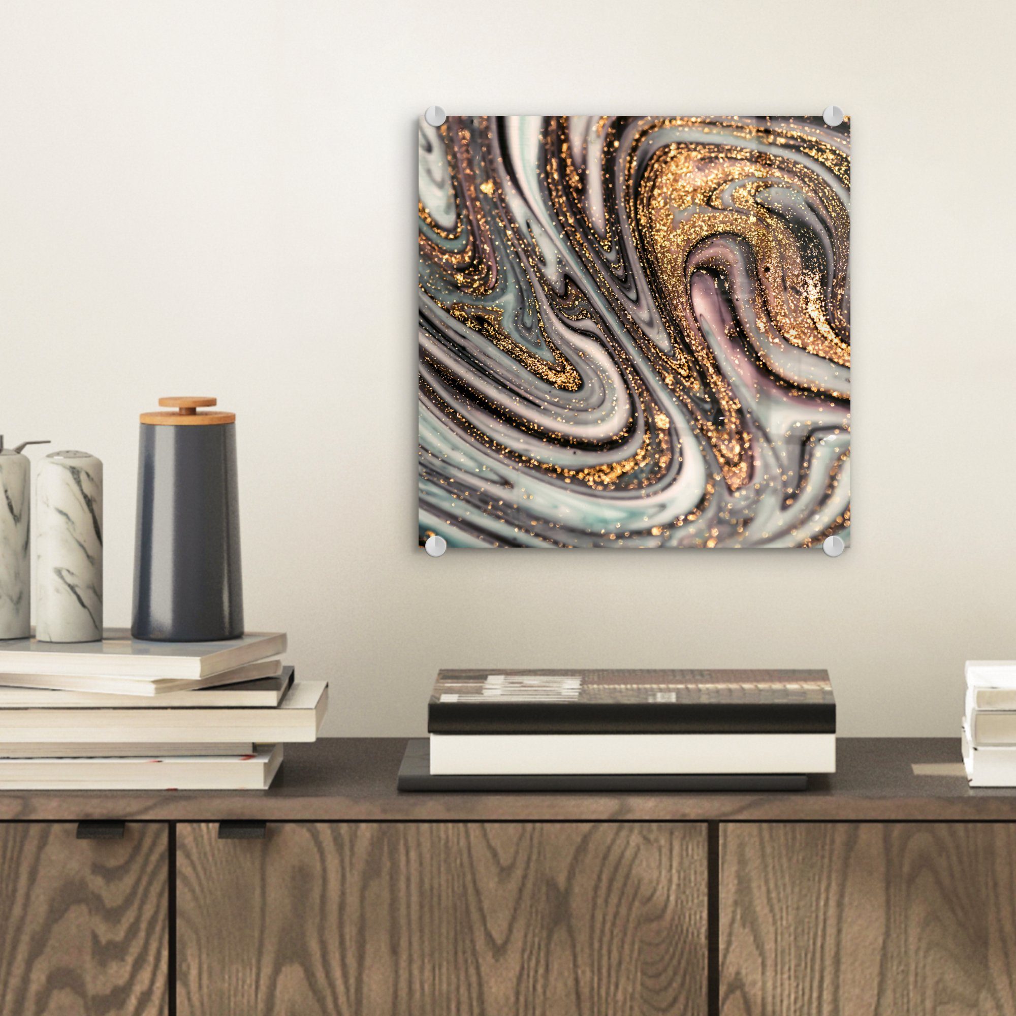 MuchoWow Acrylglasbild Marmoroptik - Gold - günstig online kaufen