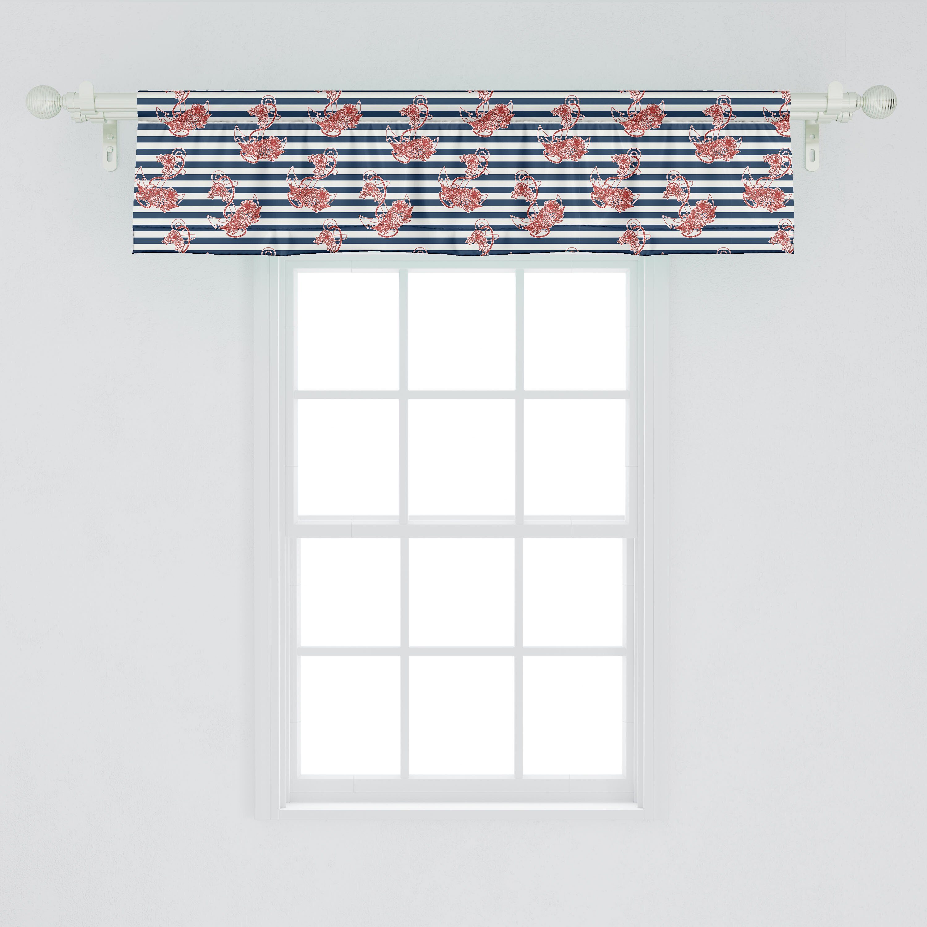 Scheibengardine mit Abakuhaus, Küche für gestreifter Microfaser, Stangentasche, Dekor Blumen Volant Anchor Vorhang Schlafzimmer Hintergrund