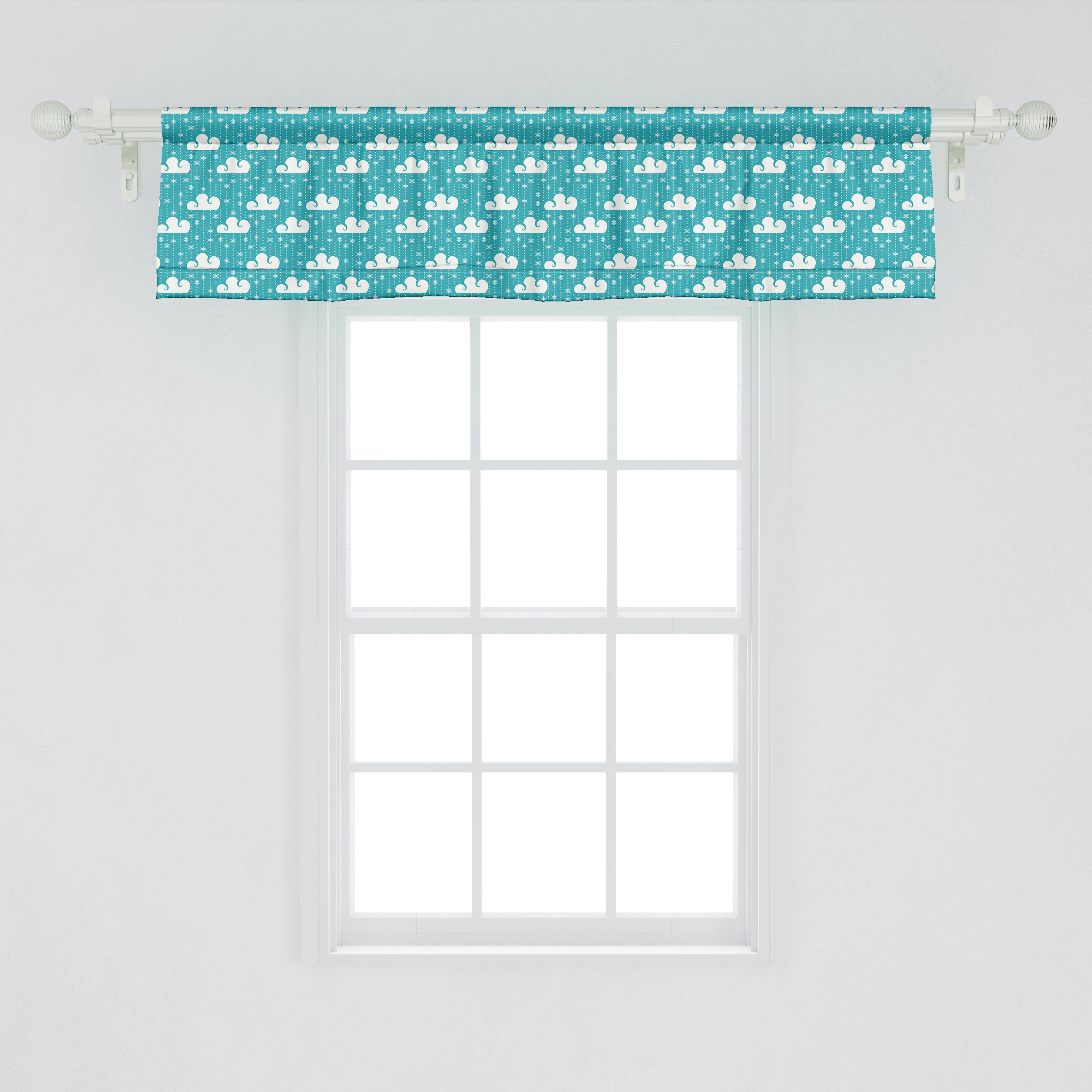 Scheibengardine Vorhang Volant für Schneeflocken Abakuhaus, Dekor und Abstrakt Microfaser, Schlafzimmer Stangentasche, mit Wolken Küche